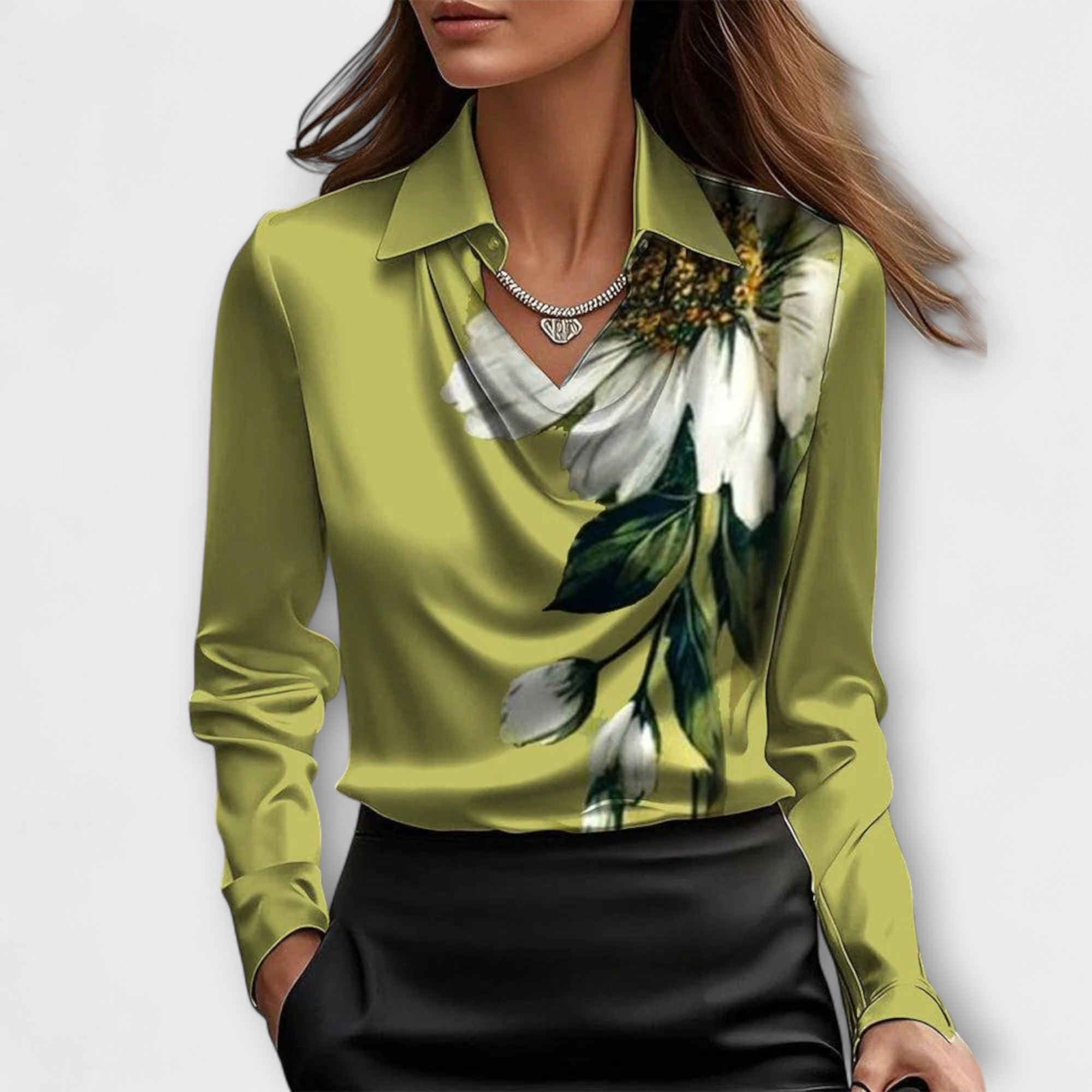 Skinande Blus med Volangkrage