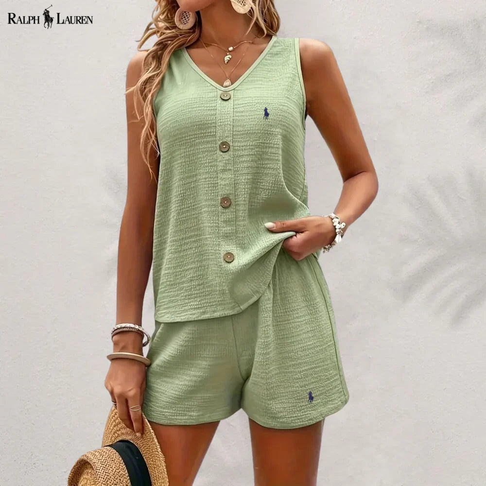 R. Ꮮаᴜгеn Knäppt Tank & Shorts Set