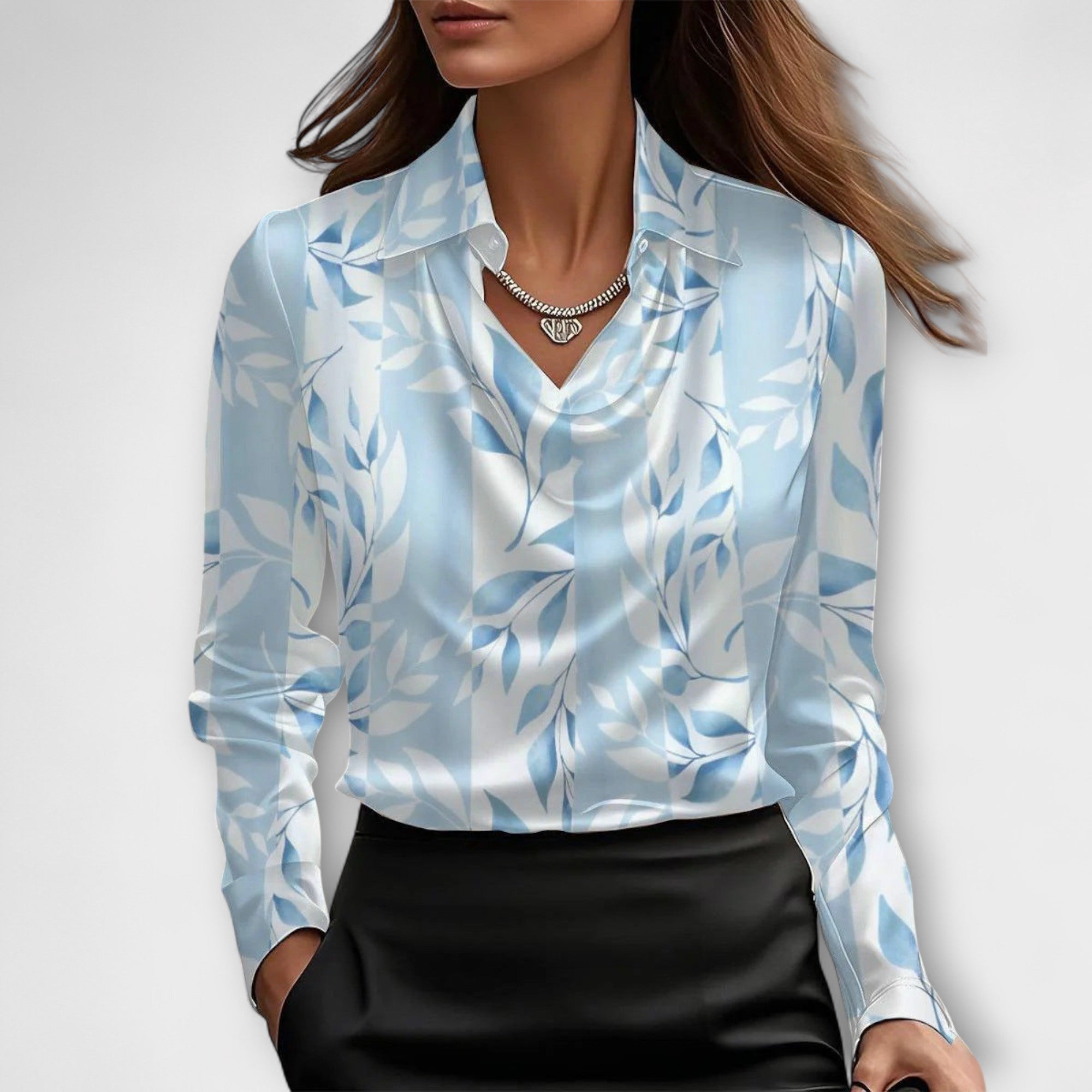 Skinande Blus med Volangkrage