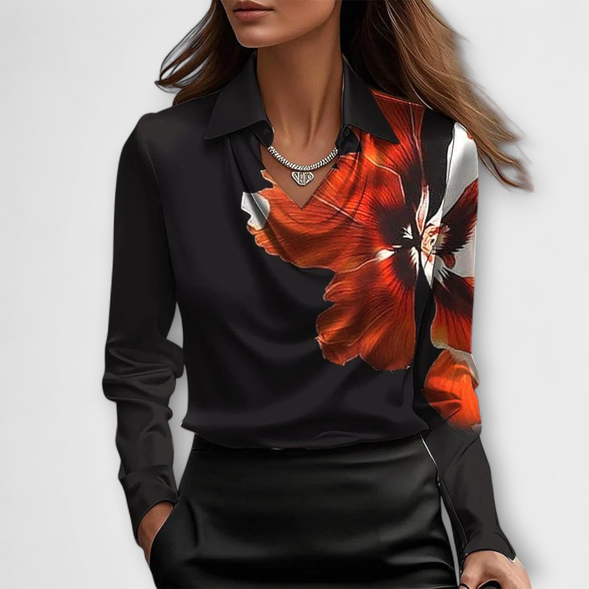 Skinande Blus med Volangkrage