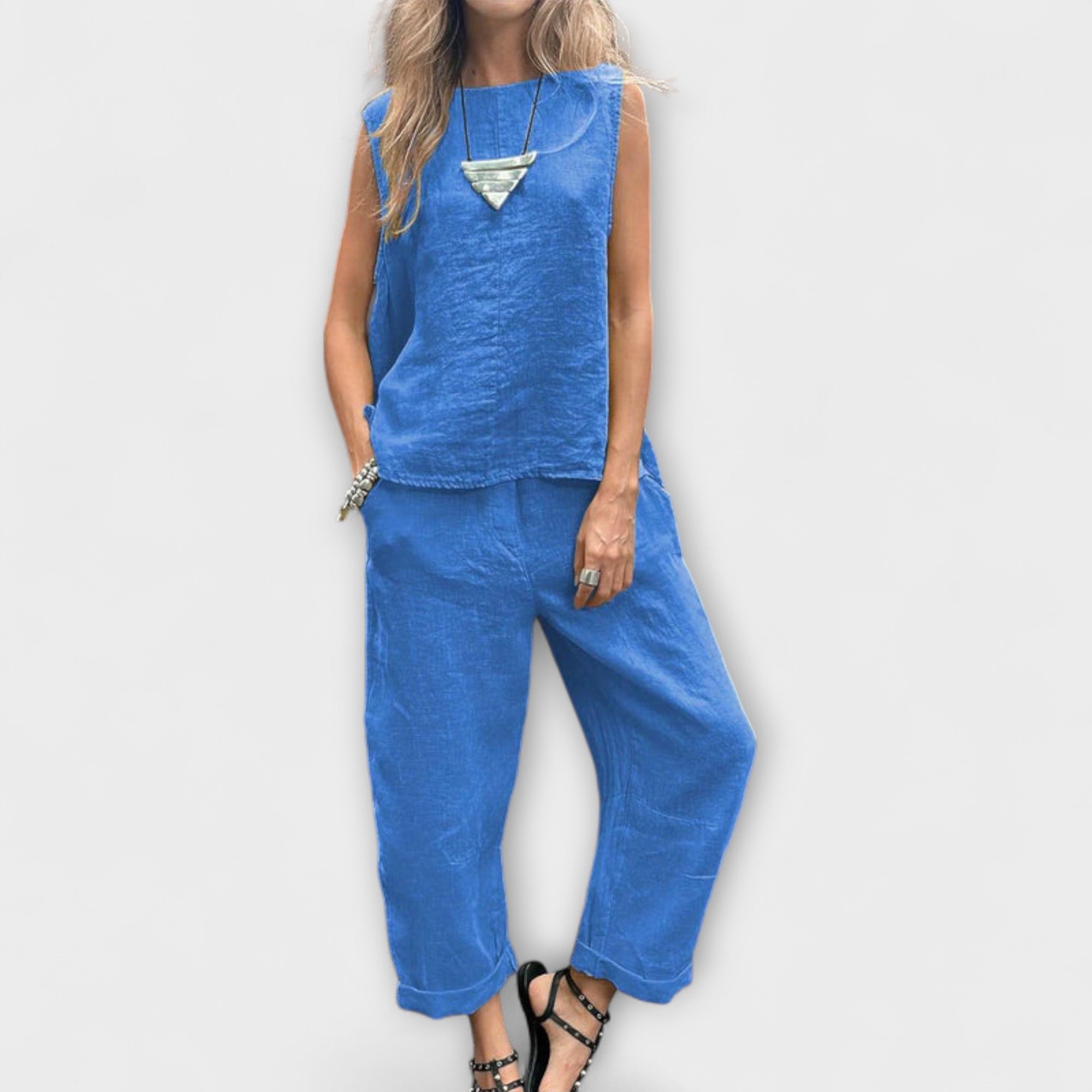 Jennifer - Avslappnad Bomull-Linne Outfit
