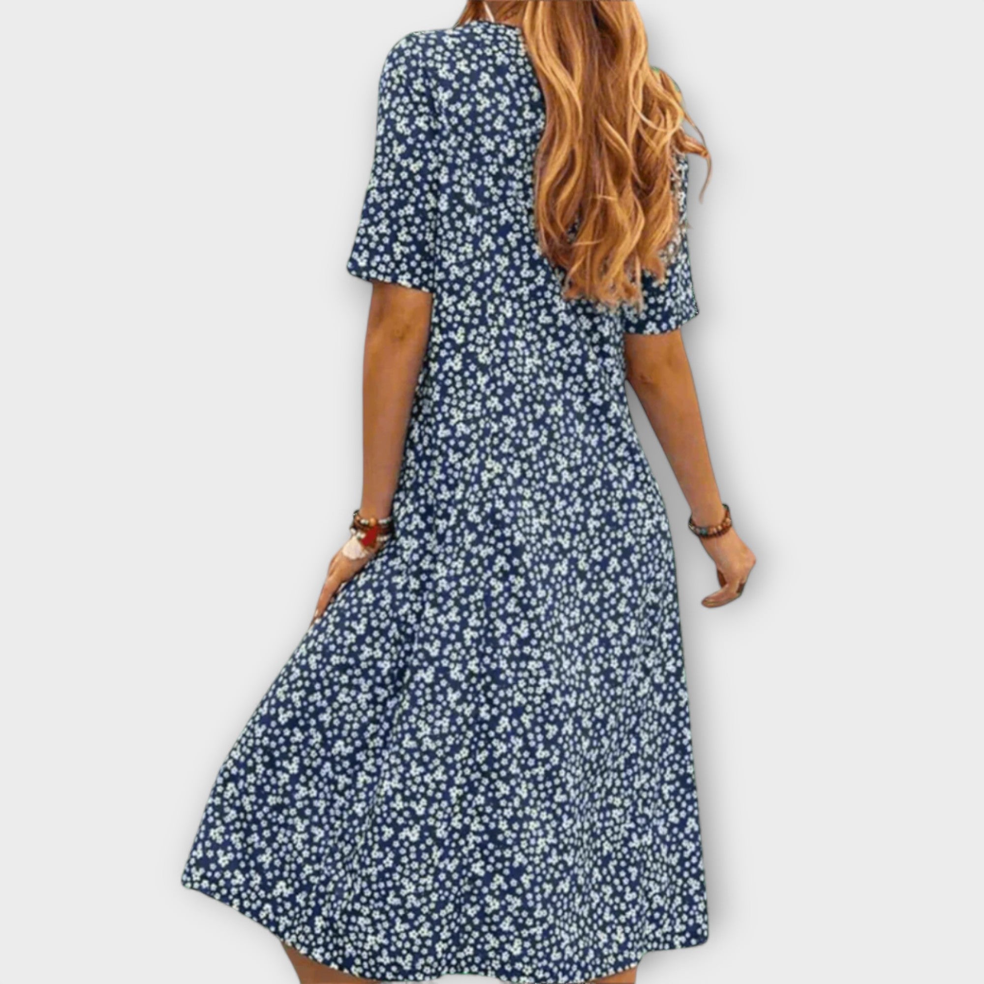 Paula - Elegant Blommig Klänning Tillverkad av Premium Tyg