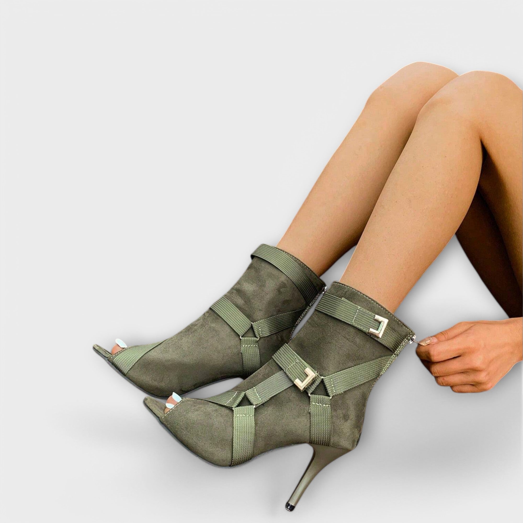 Eleganta Högklackade Sandaler med Öppen Tå