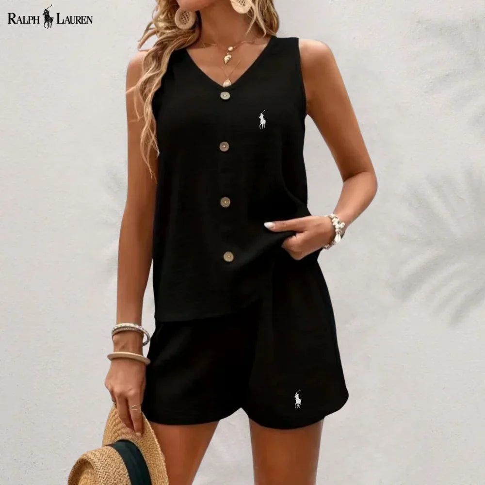 R. Ꮮаᴜгеn Knäppt Tank & Shorts Set
