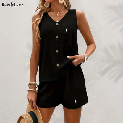 R. Ꮮаᴜгеn Knäppt Tank & Shorts Set