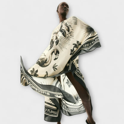 Melissa - Extra stor flamingo-mönstrad kaftan maxiklänning