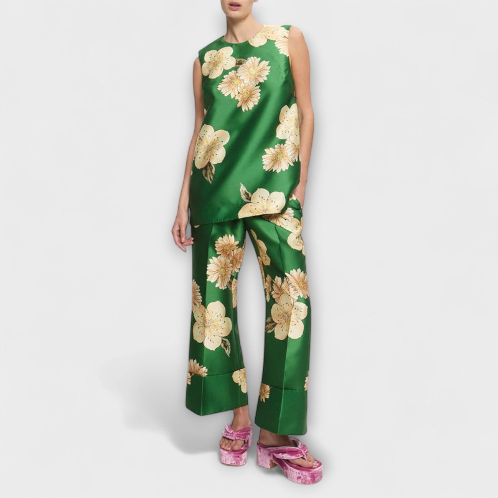 Clea - Sage ärmlös byxdress