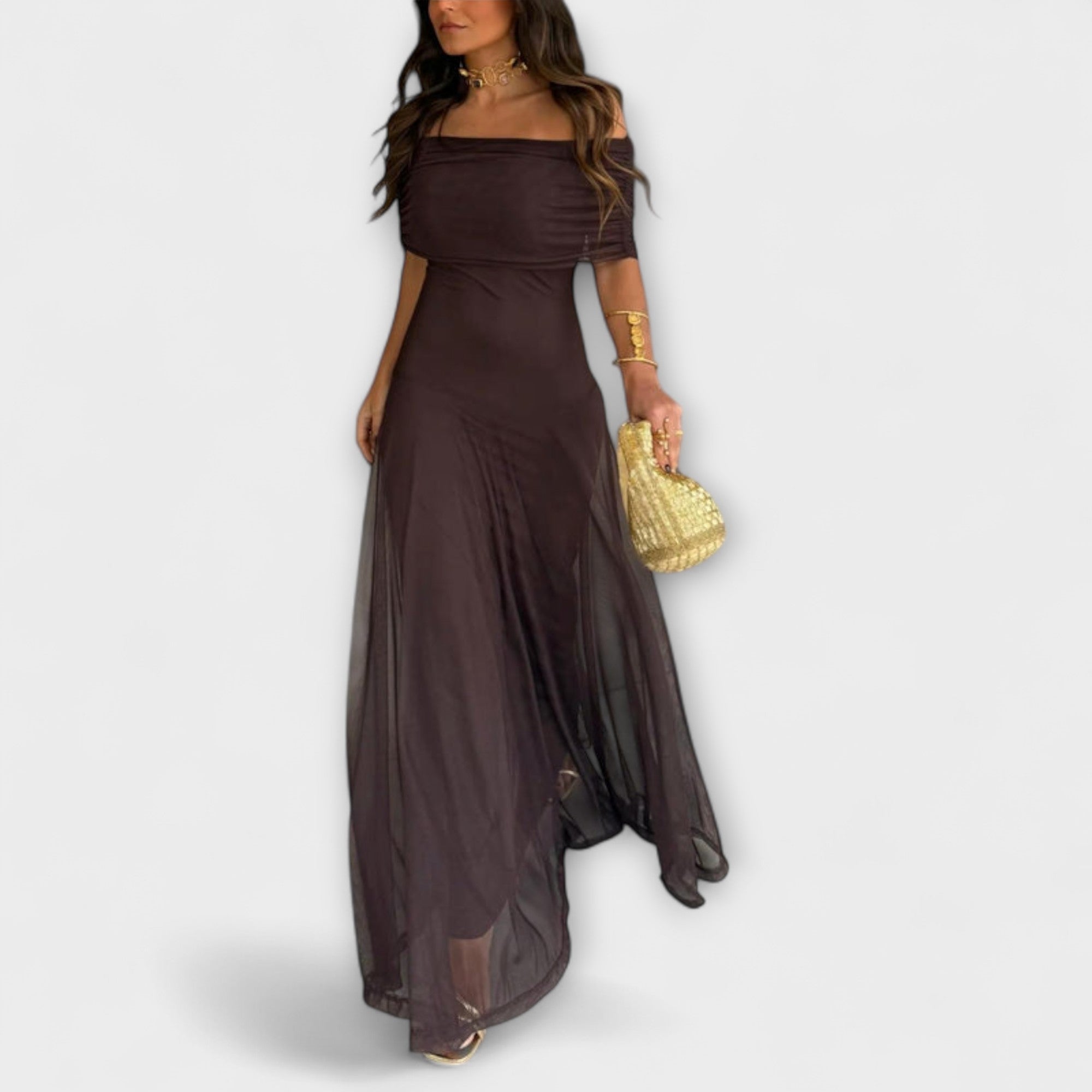 Äng - Toledo One-Shoulder Mesh Maxi Klänning