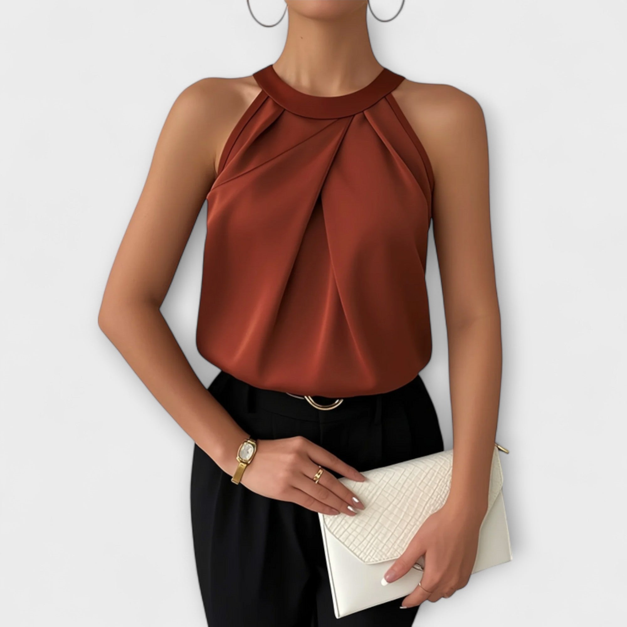 Skye - Chic Satinblus med Off-Shoulder Design