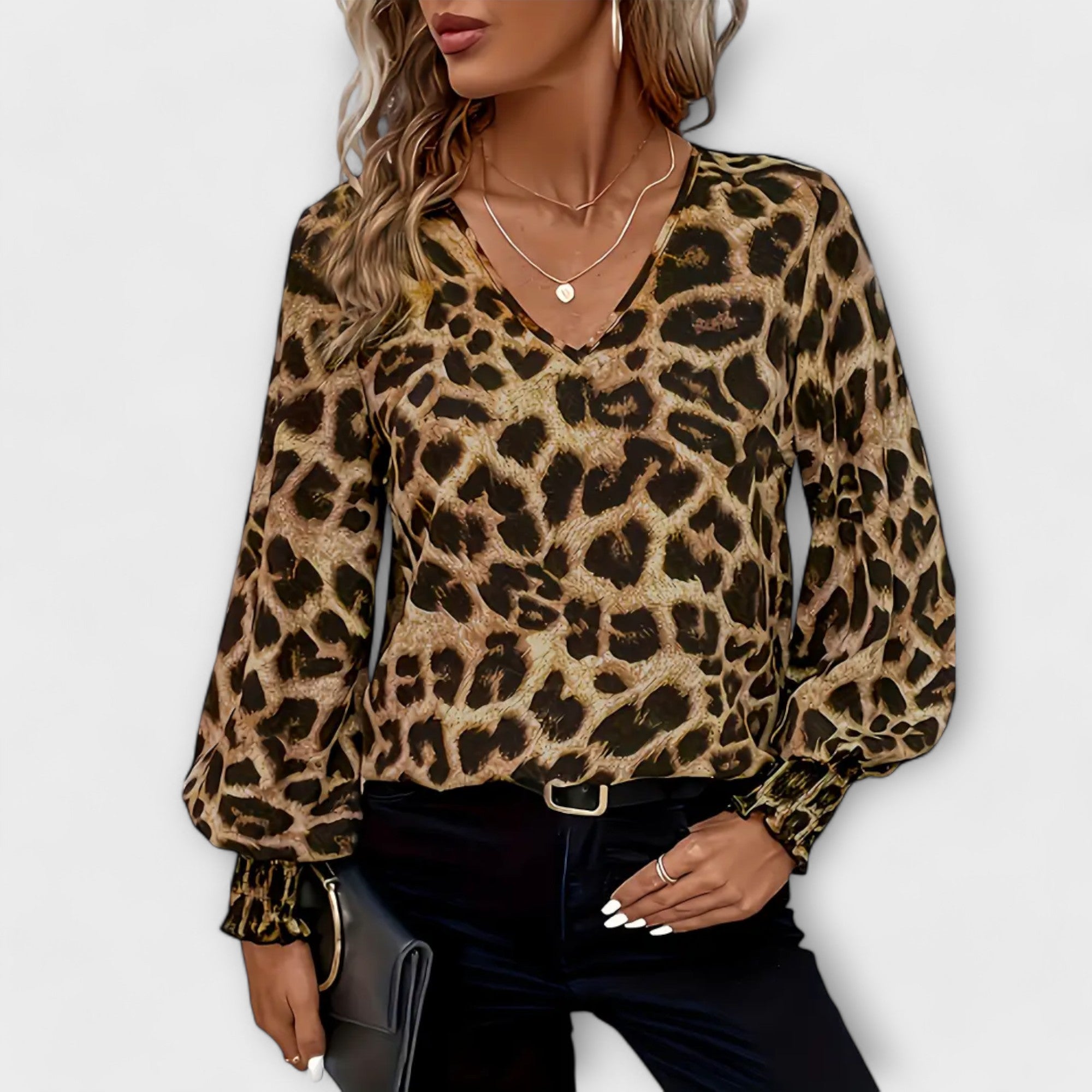 Stilig Blus med Leopardmönster