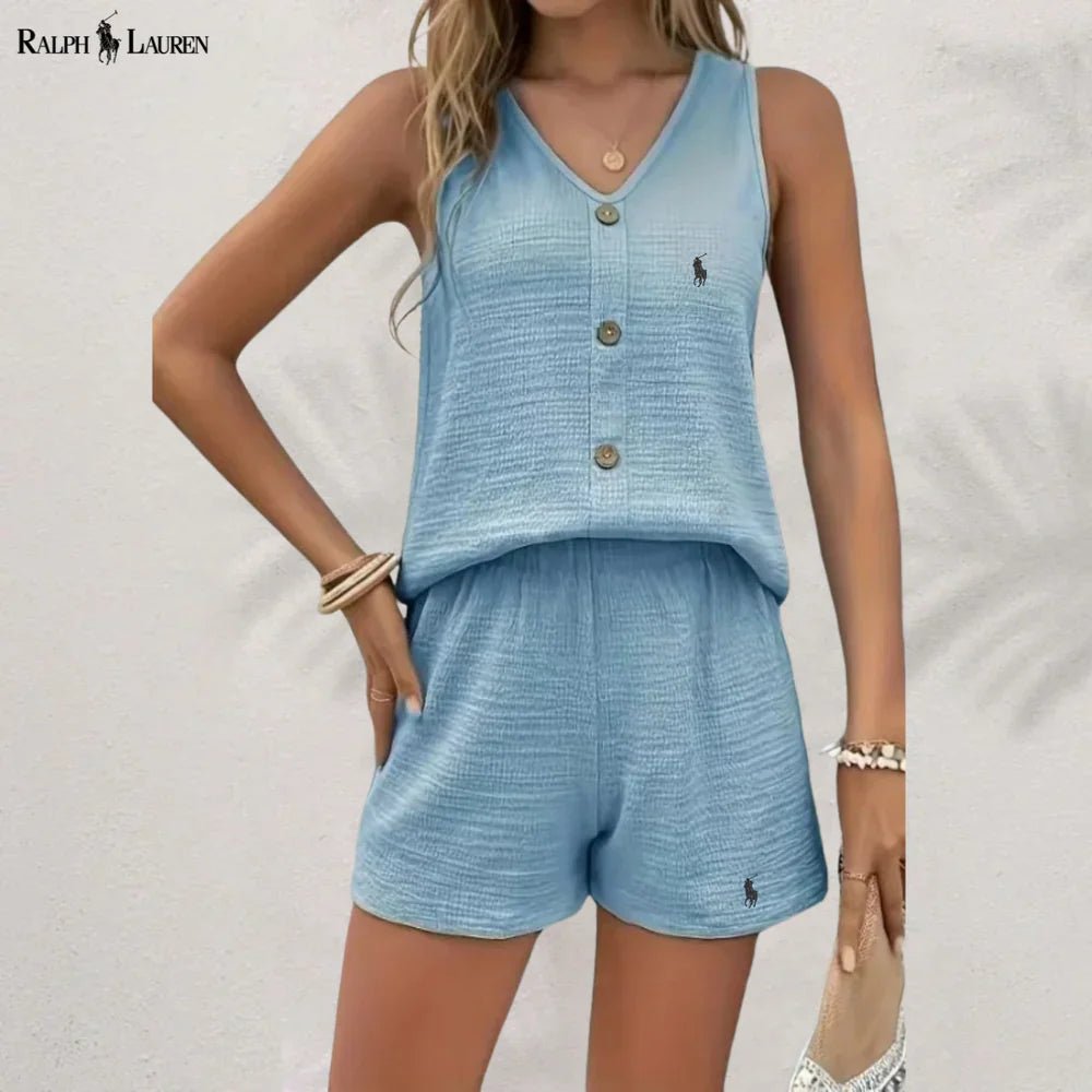 R. Ꮮаᴜгеn Knäppt Tank & Shorts Set