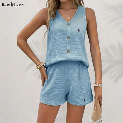 R. Ꮮаᴜгеn Knäppt Tank & Shorts Set