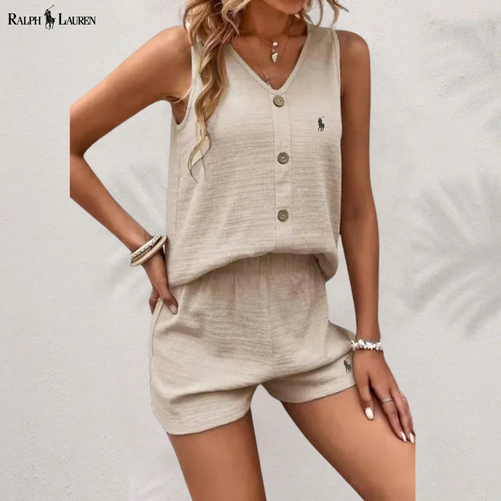 R. Ꮮаᴜгеn Knäppt Tank & Shorts Set