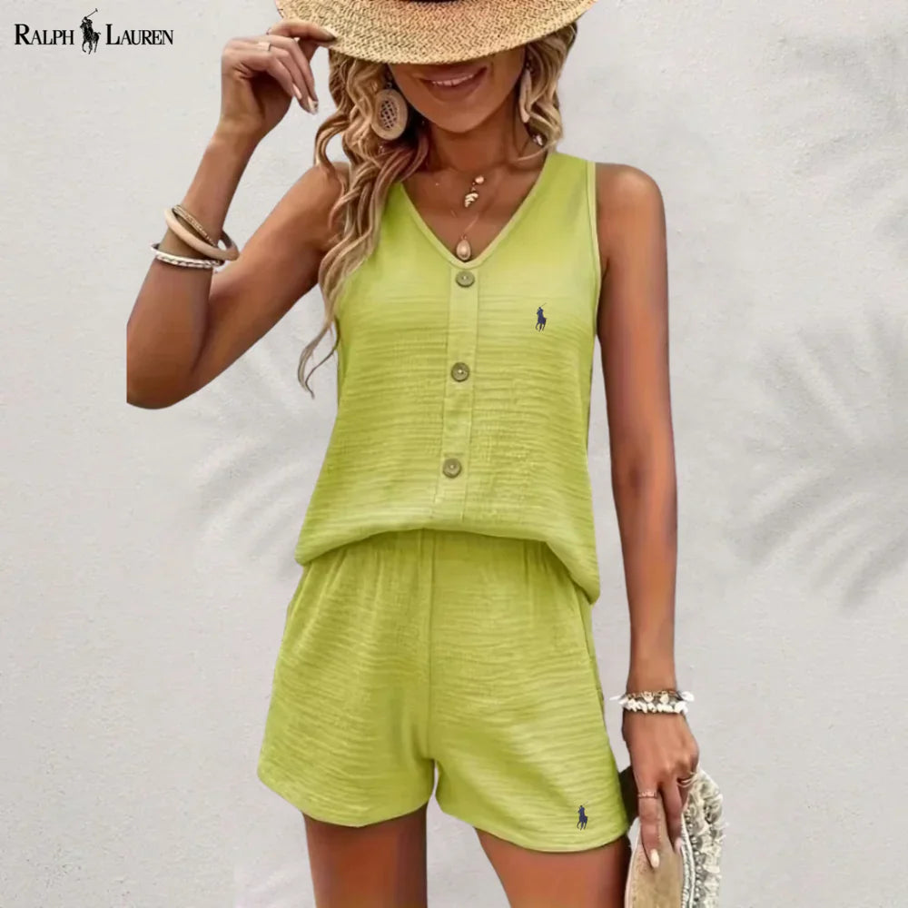 R. Ꮮаᴜгеn Knäppt Tank & Shorts Set