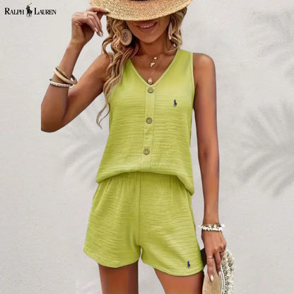 R. Ꮮаᴜгеn Knäppt Tank & Shorts Set