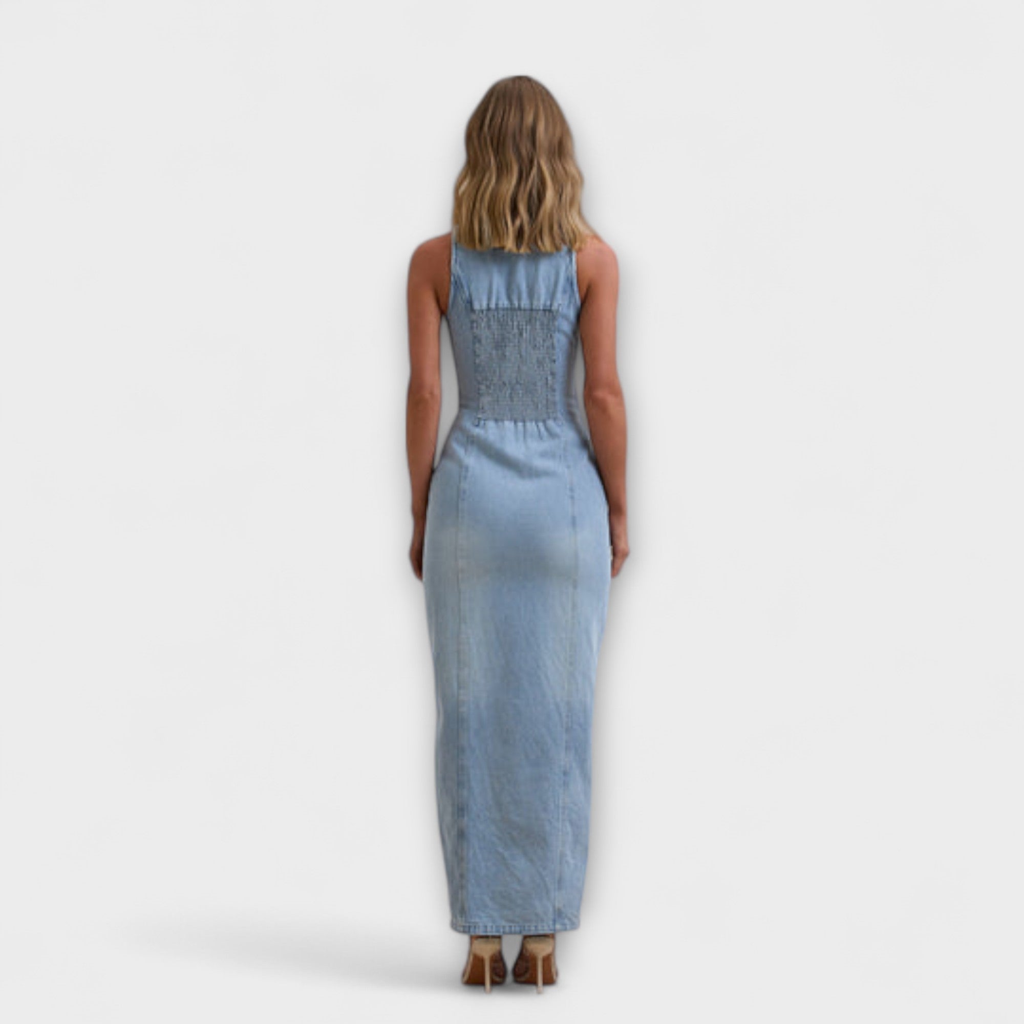 Lacey - Mid Wash Denim Maxi Klänning