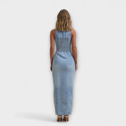 Lacey - Mid Wash Denim Maxi Klänning