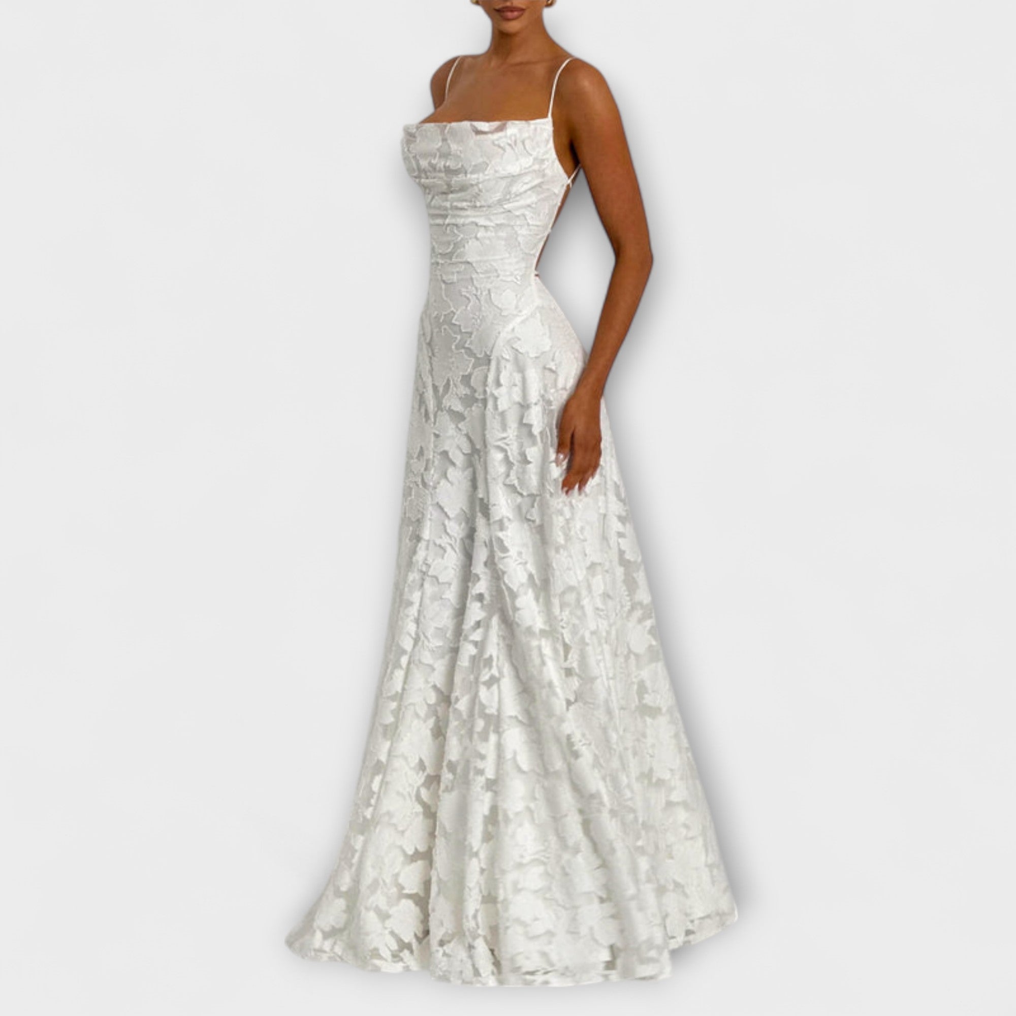 Emberly - Elegant Jacquard Maxi Klänning