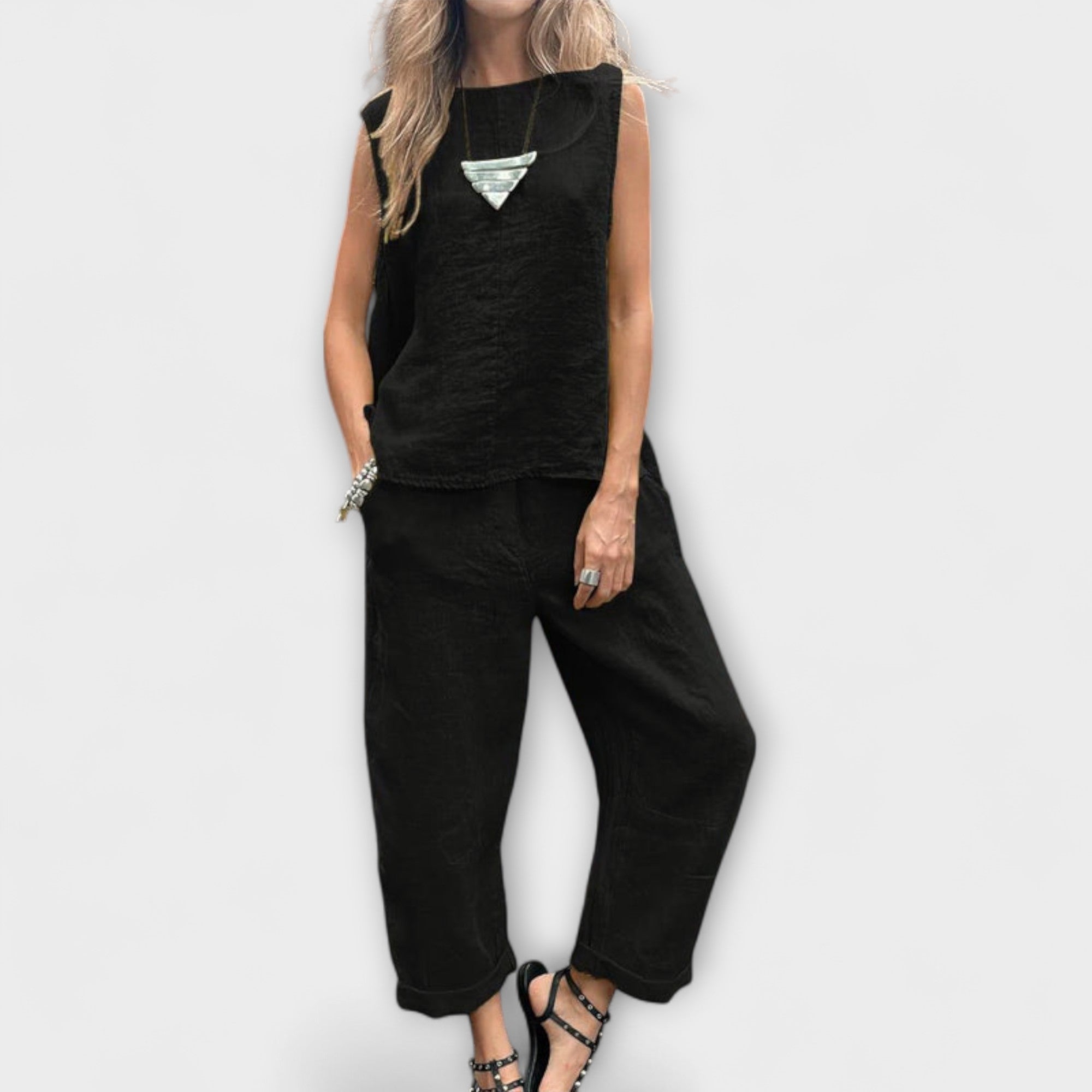 Jennifer - Avslappnad Bomull-Linne Outfit