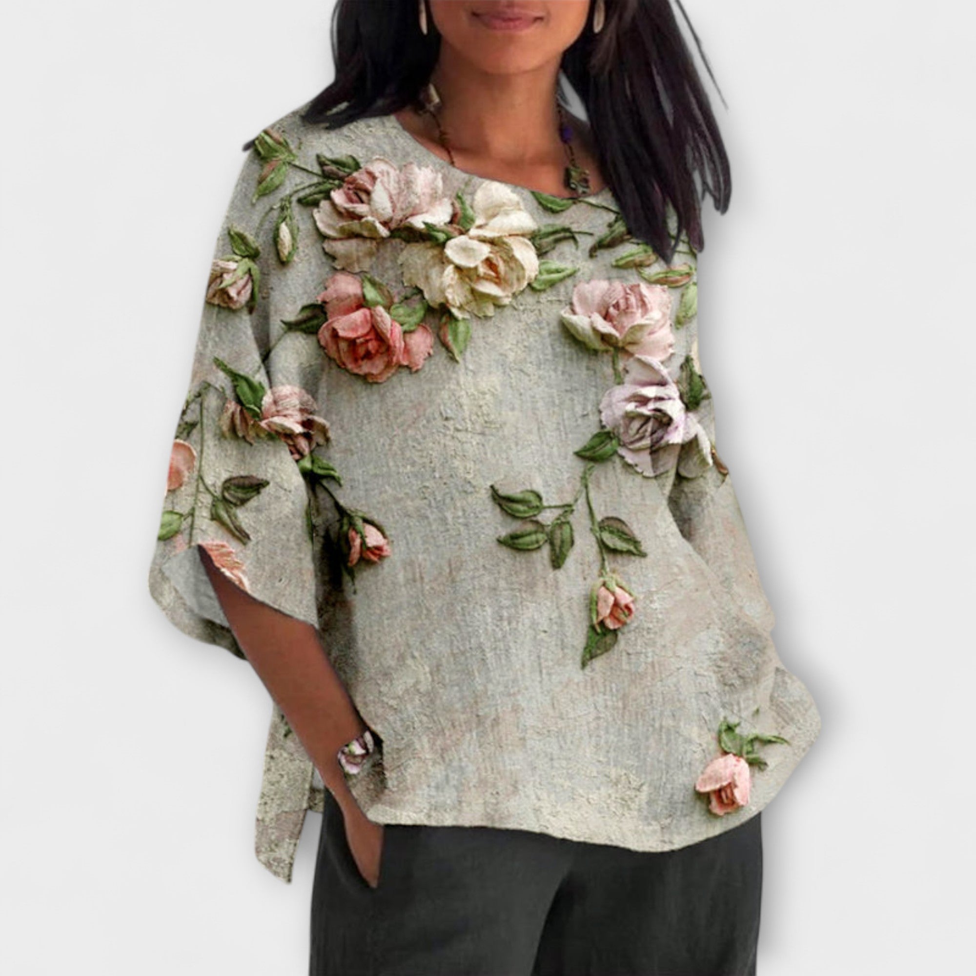 Amelia - Topp med Blommönster