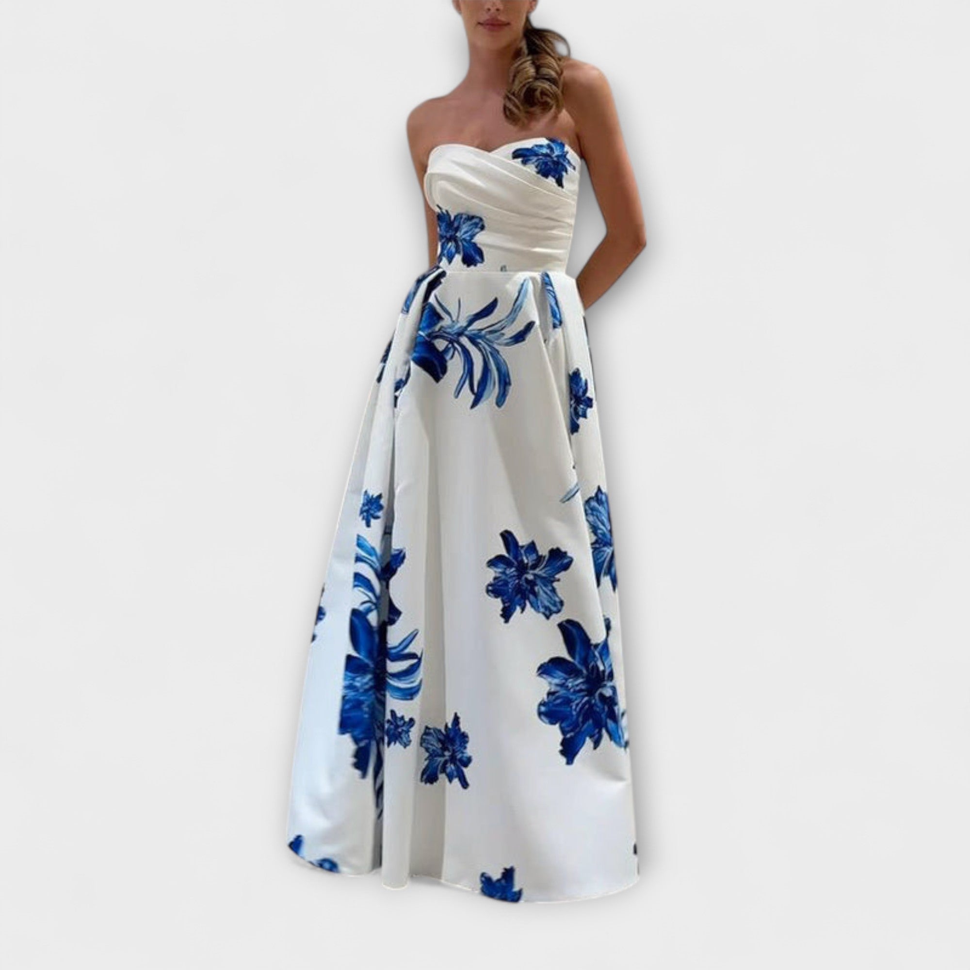 Rosalie - Stilig Off-Shoulder Blommig Maxiklänning