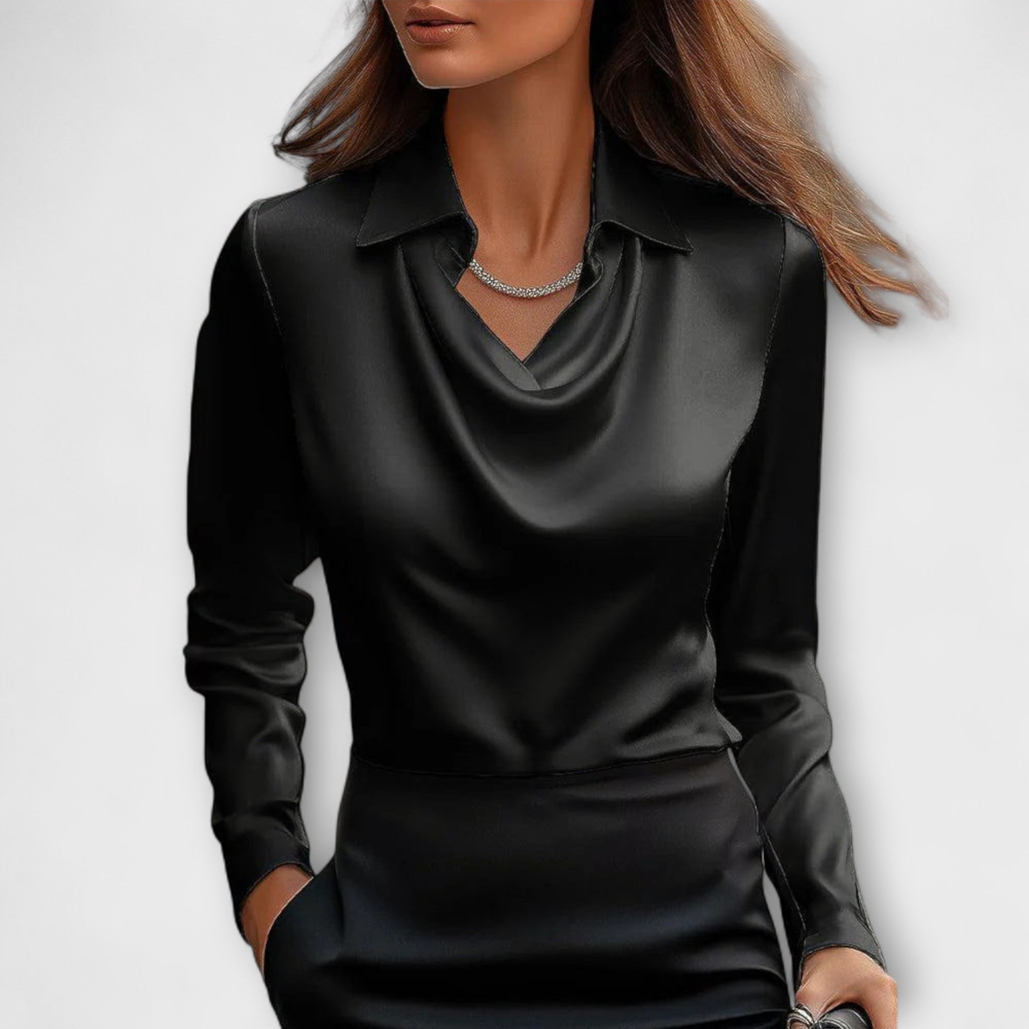 Skinande Blus med Volangkrage