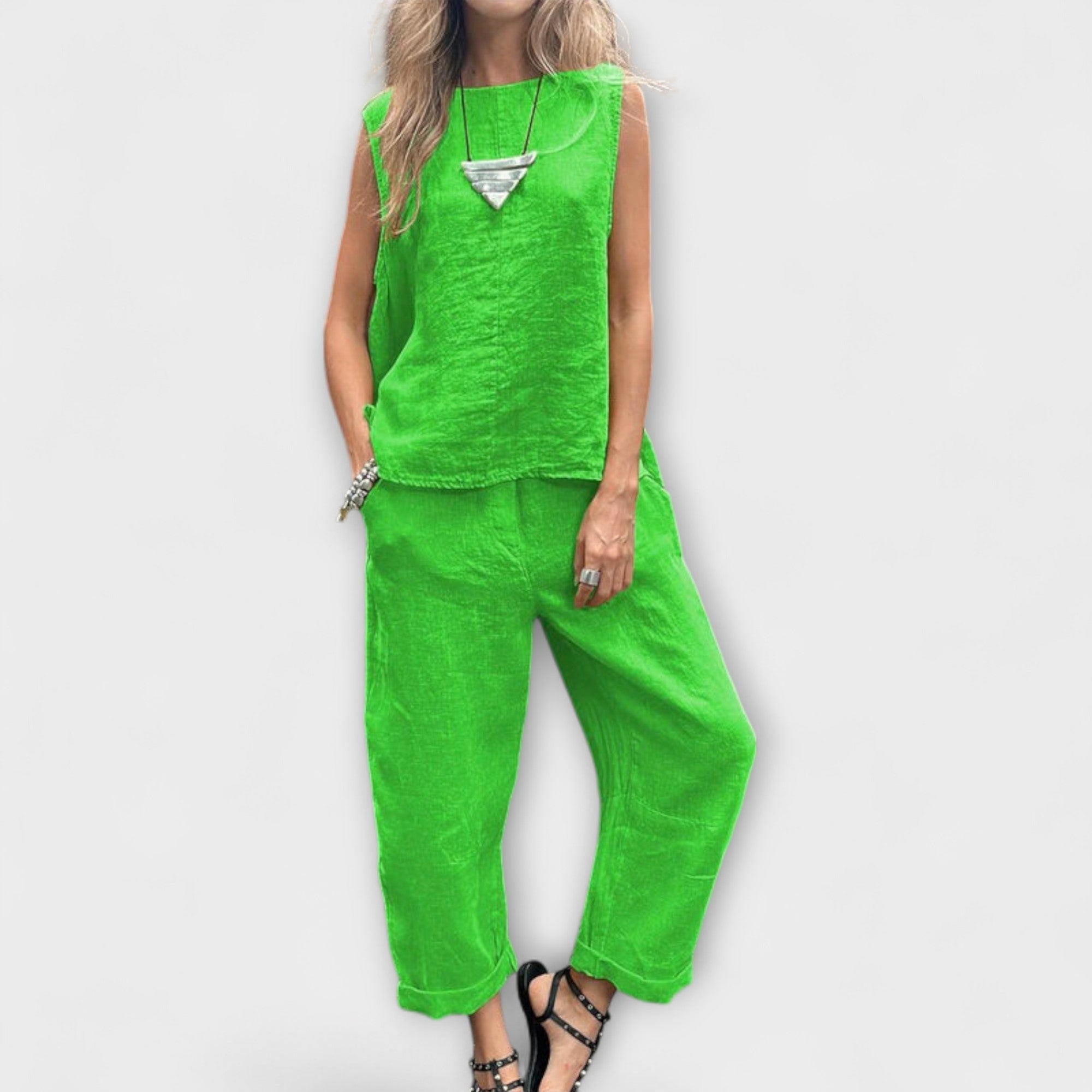 Jennifer - Avslappnad Bomull-Linne Outfit