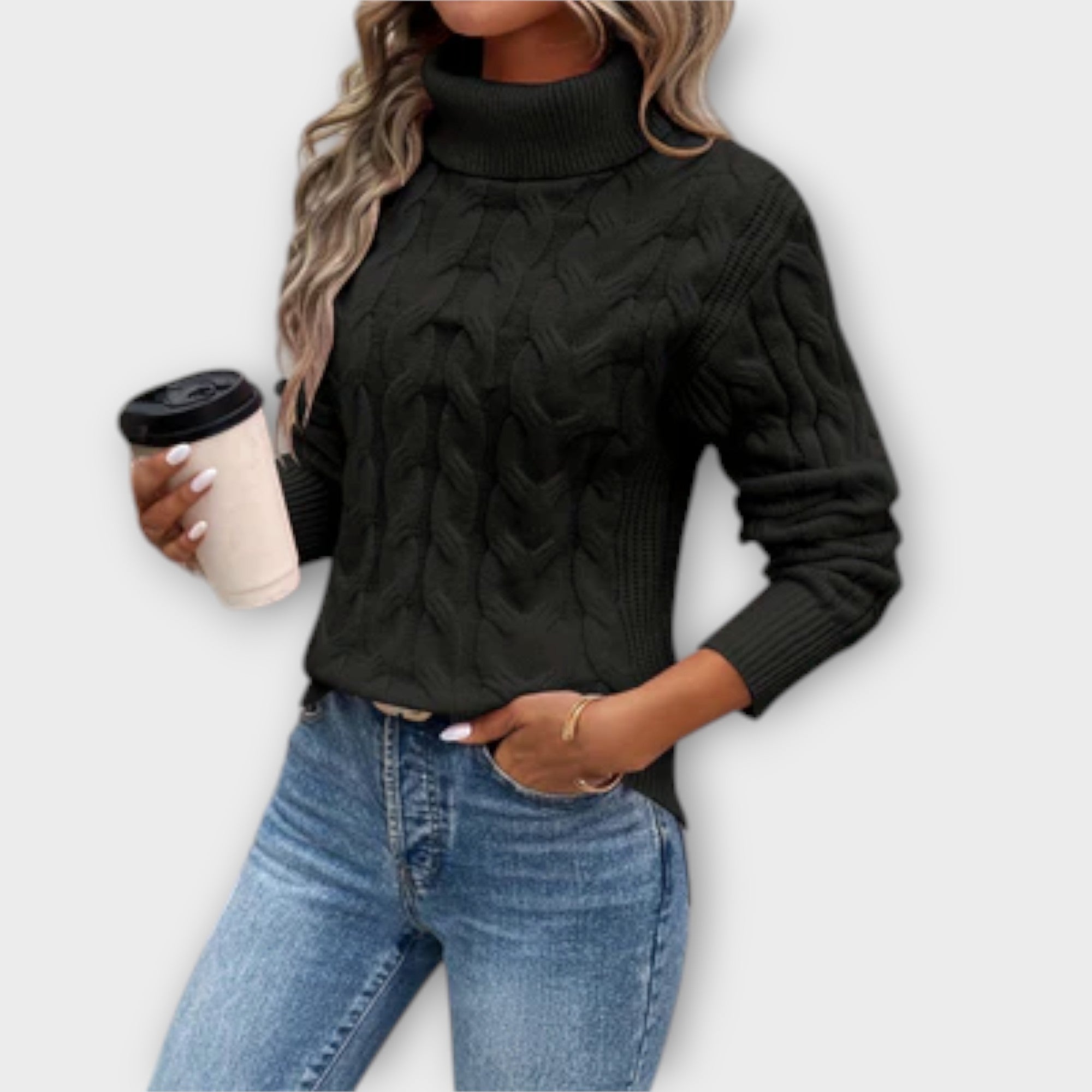 Amelia – Elegant Polotröja Stickad