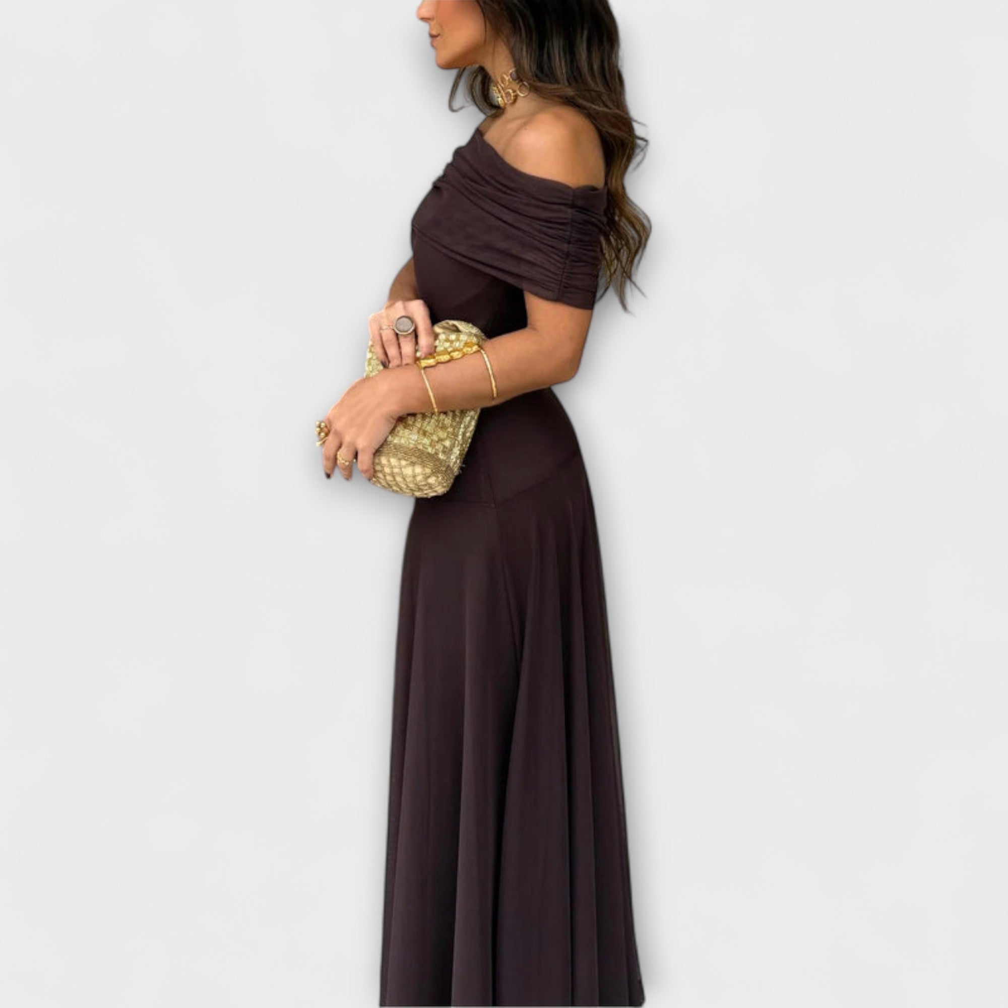 Äng - Toledo One-Shoulder Mesh Maxi Klänning