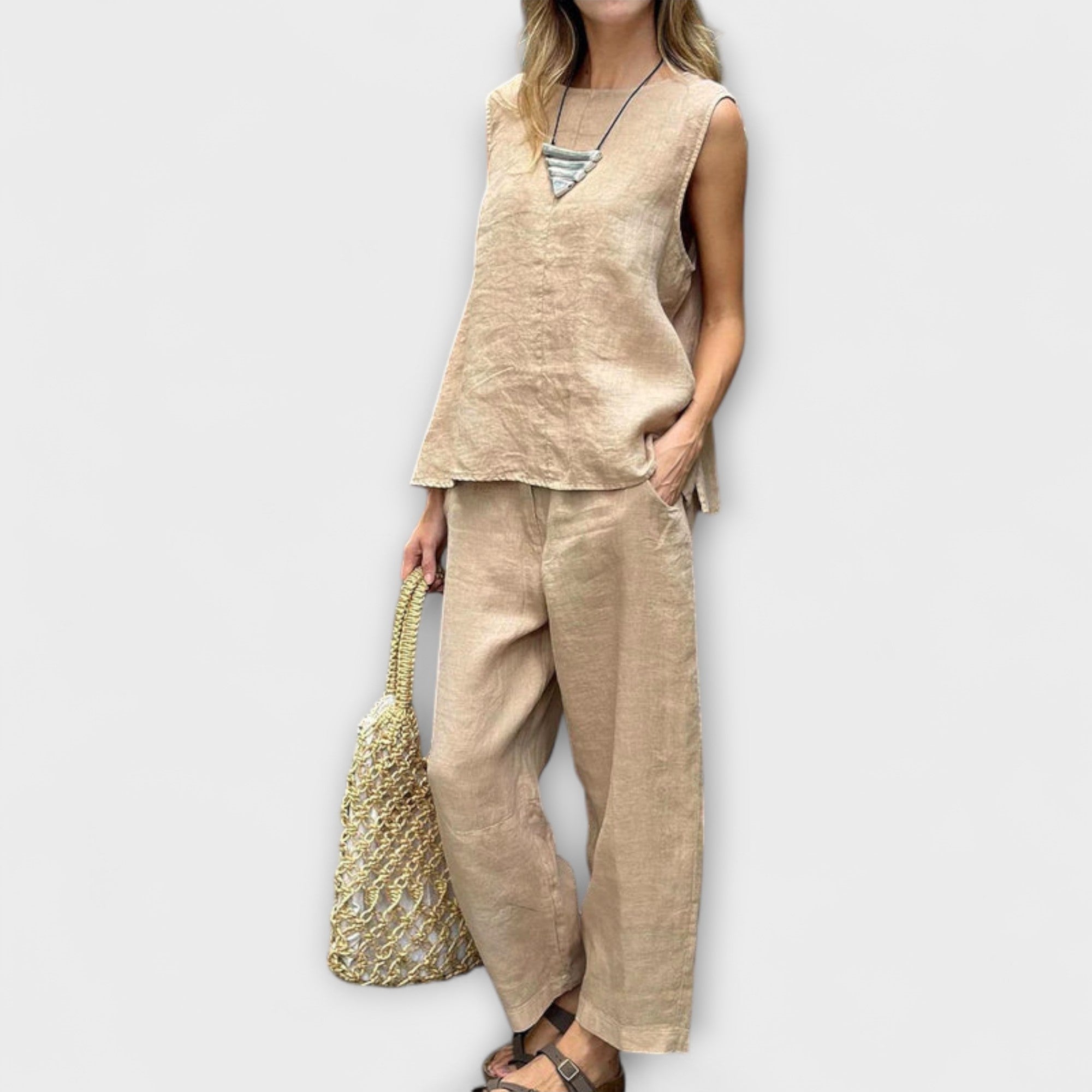 Jennifer - Avslappnad Bomull-Linne Outfit