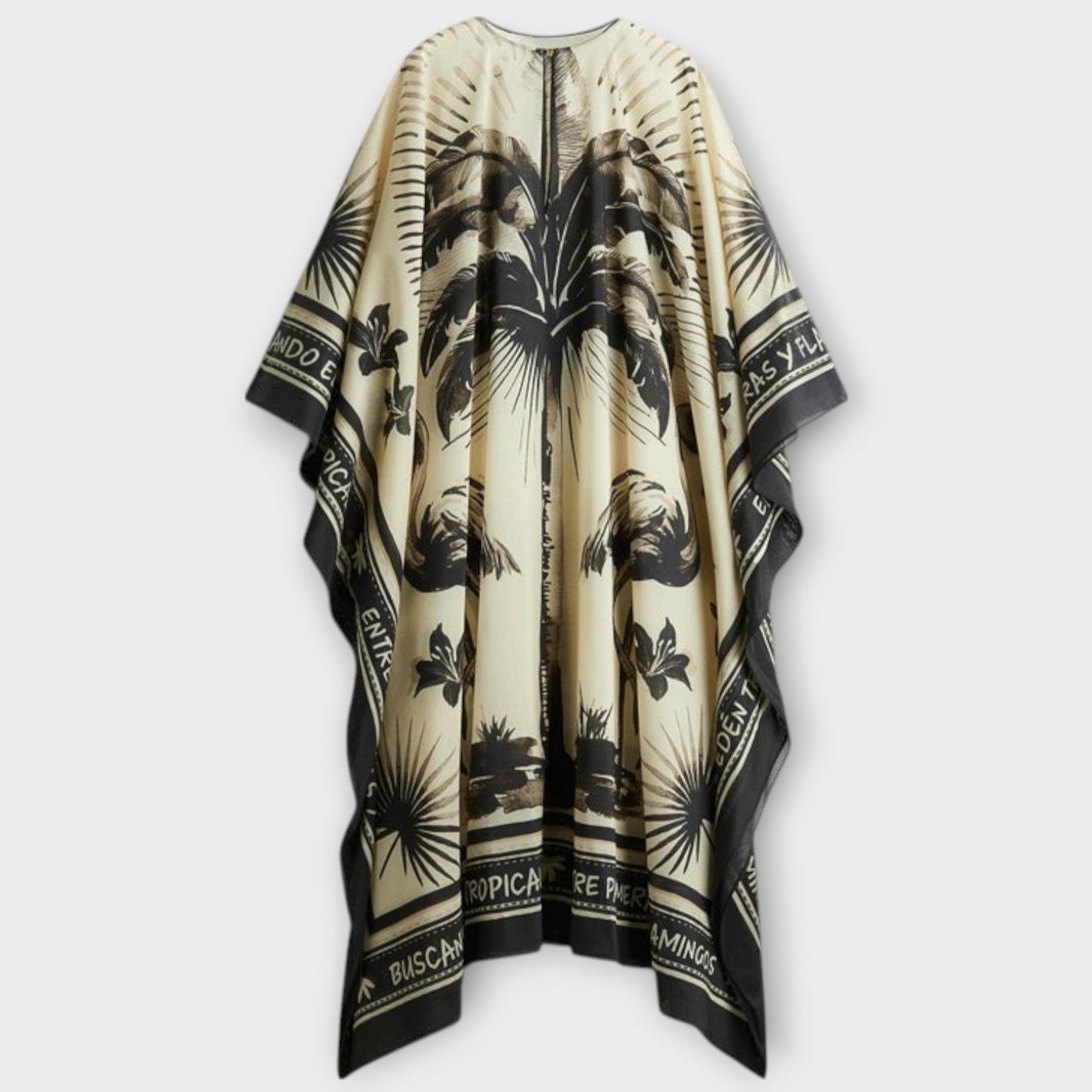 Melissa - Extra stor flamingo-mönstrad kaftan maxiklänning