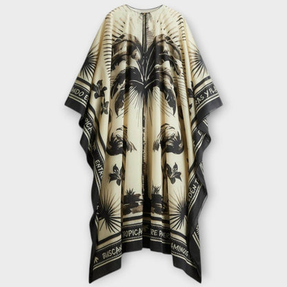 Melissa - Extra stor flamingo-mönstrad kaftan maxiklänning