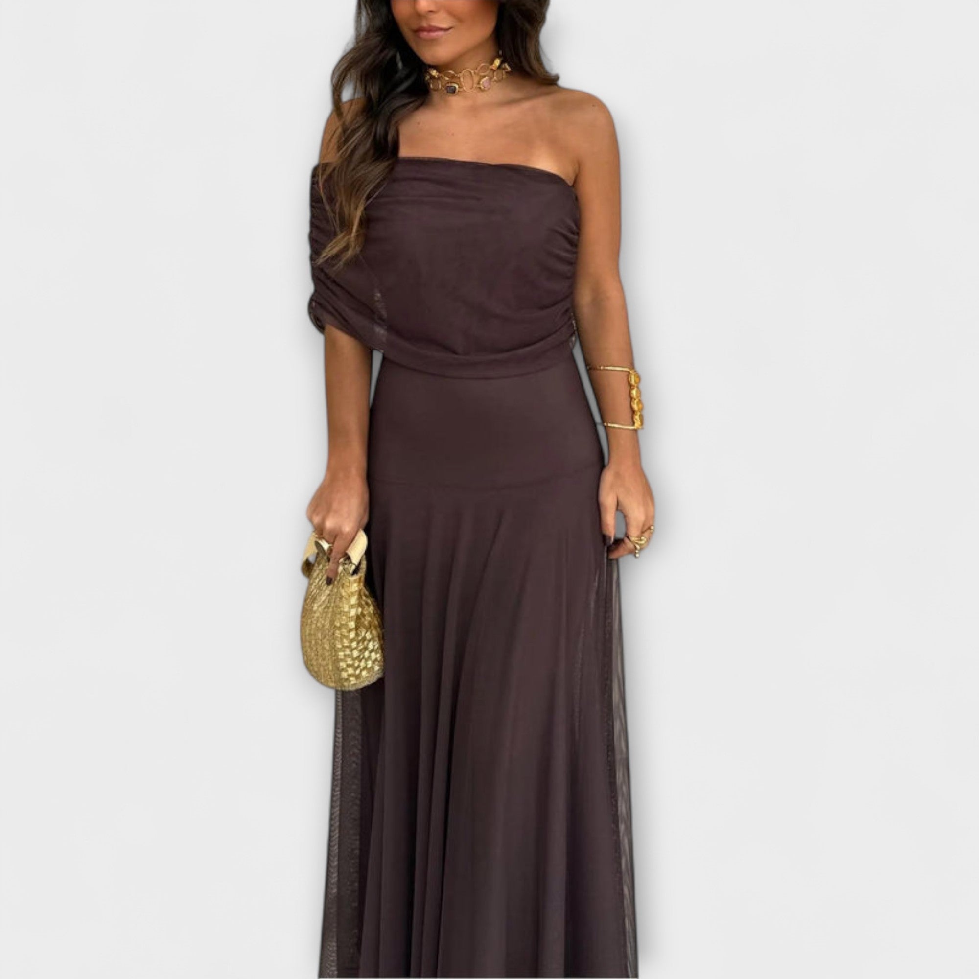 Äng - Toledo One-Shoulder Mesh Maxi Klänning