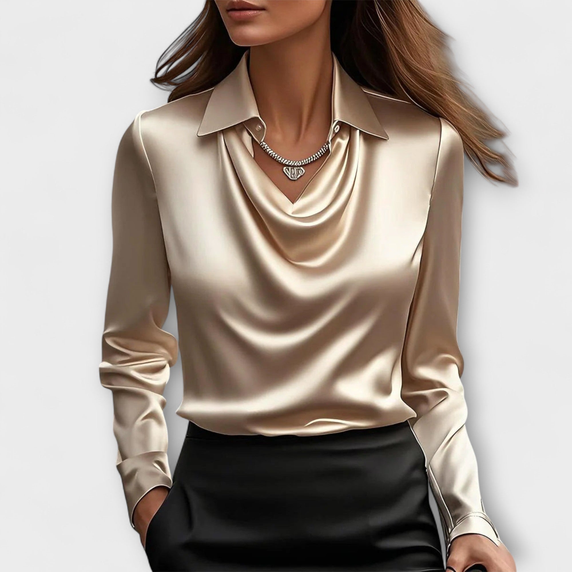 Skinande Blus med Volangkrage