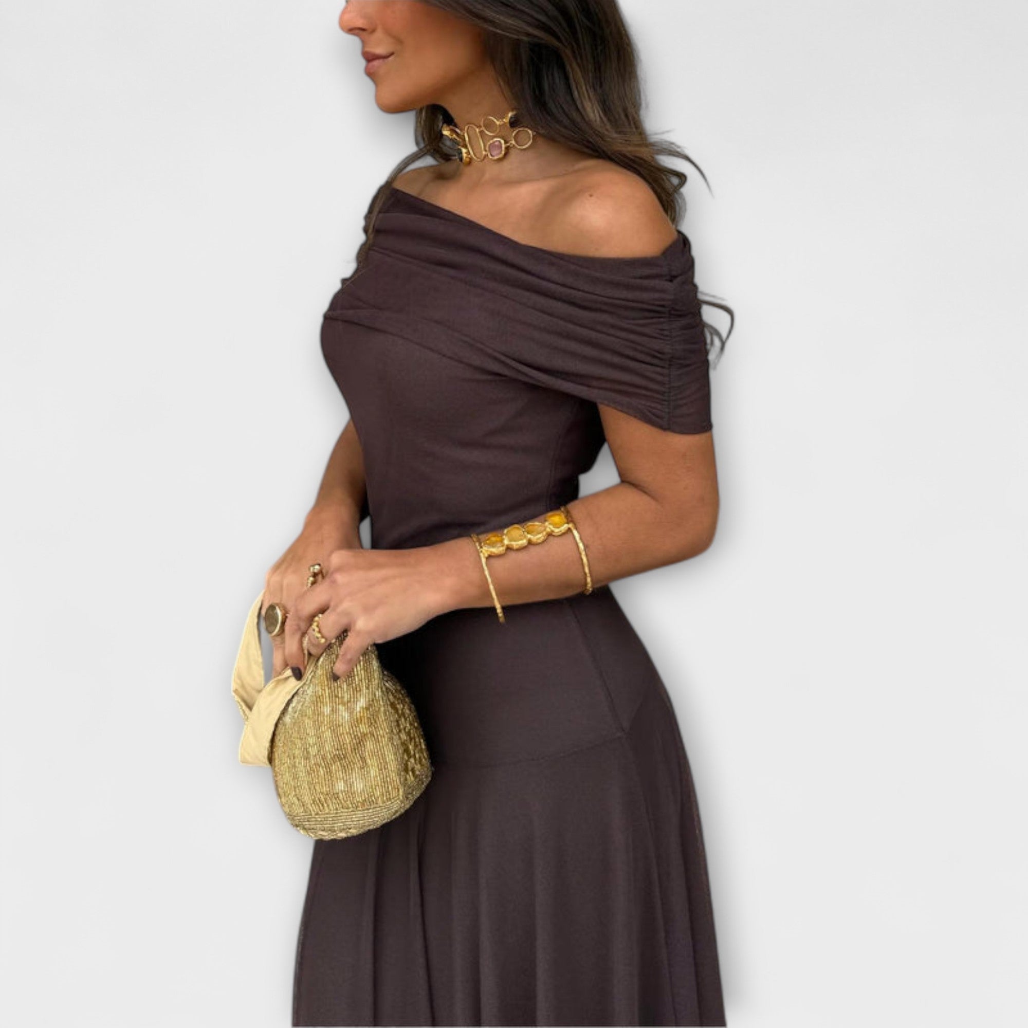 Äng - Toledo One-Shoulder Mesh Maxi Klänning
