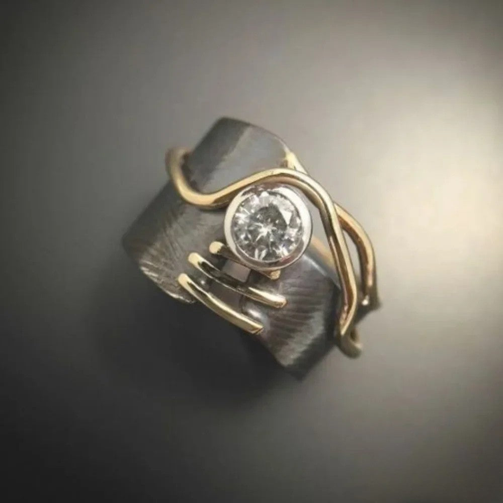 Retro Mörk Silver Zirkonia Ring