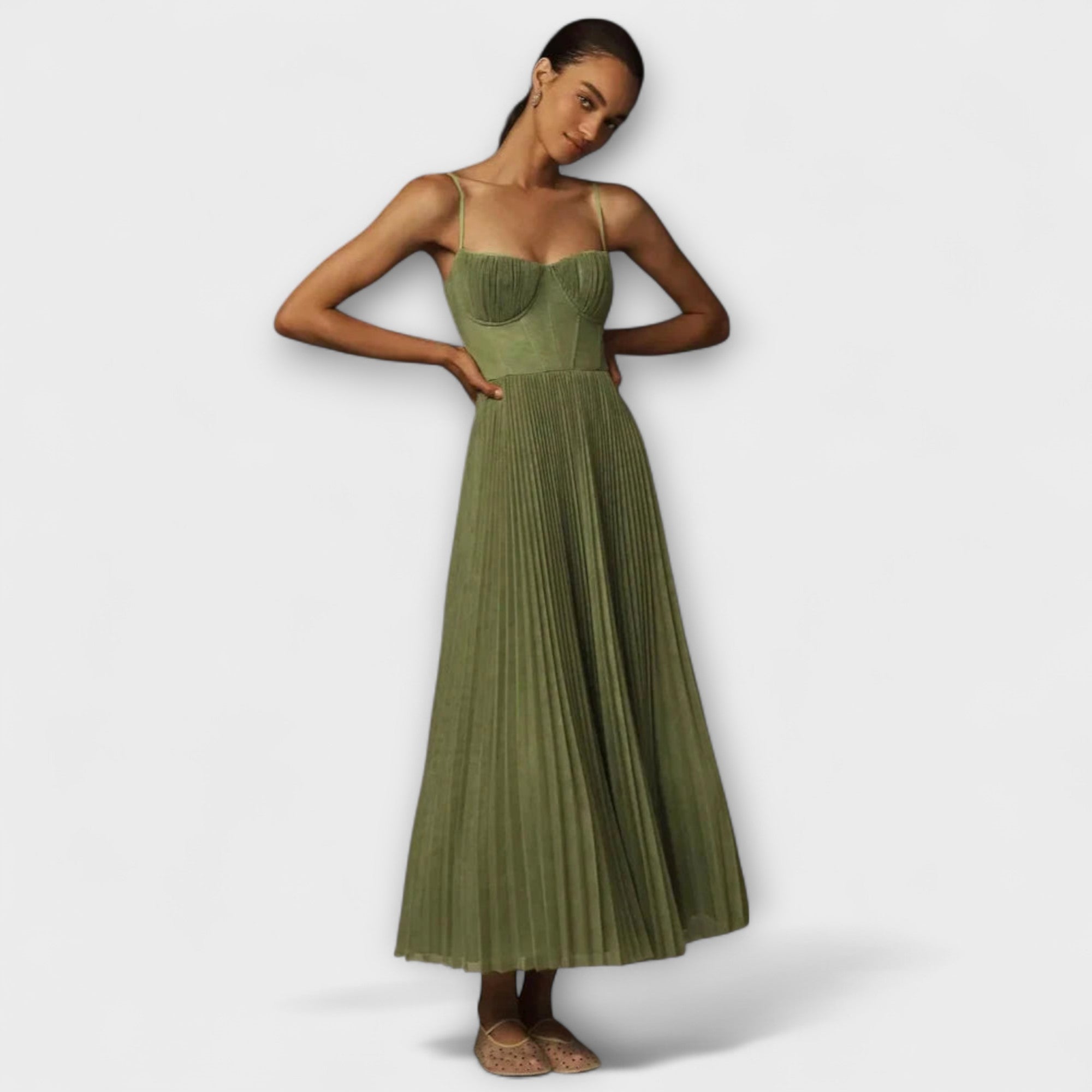 Marilyn - Midi Tyll Fållad Kjol Klänning med Bustier Design