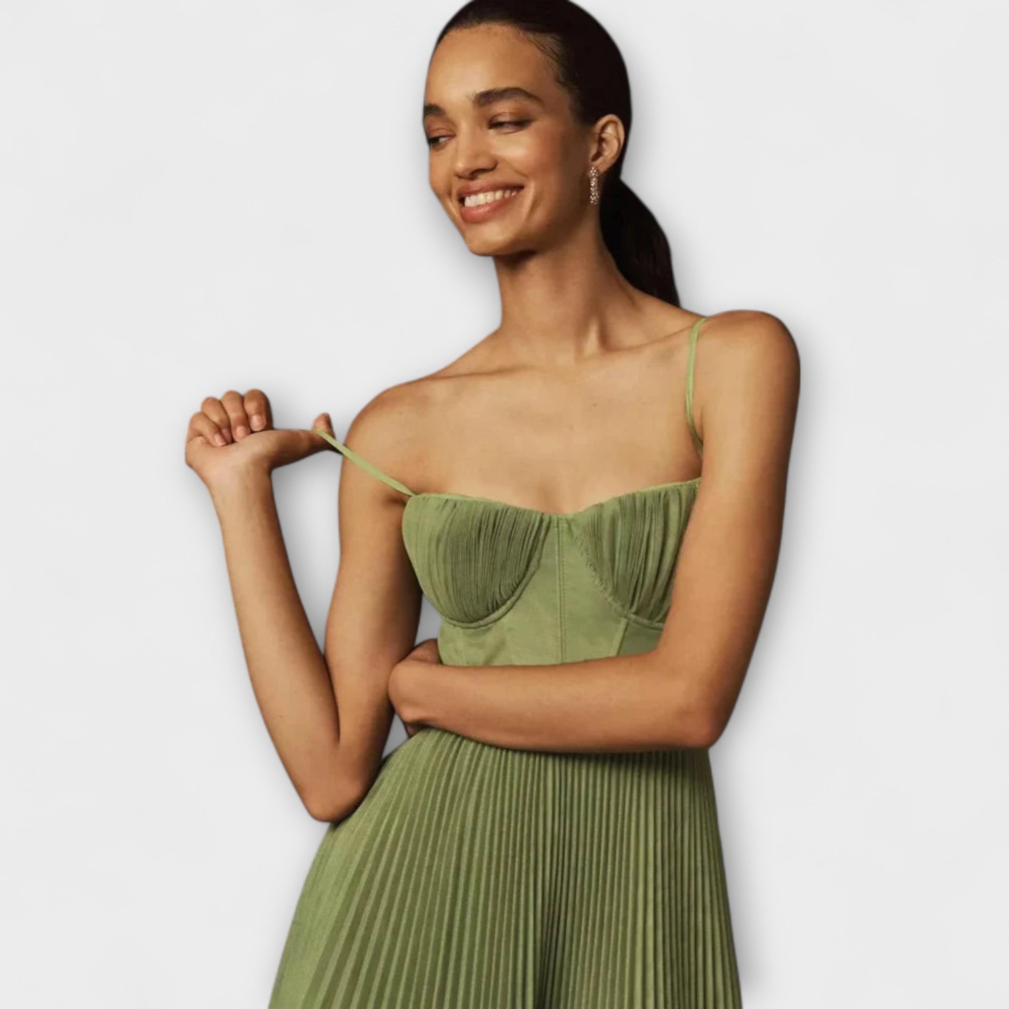 Marilyn - Midi Tyll Fållad Kjol Klänning med Bustier Design