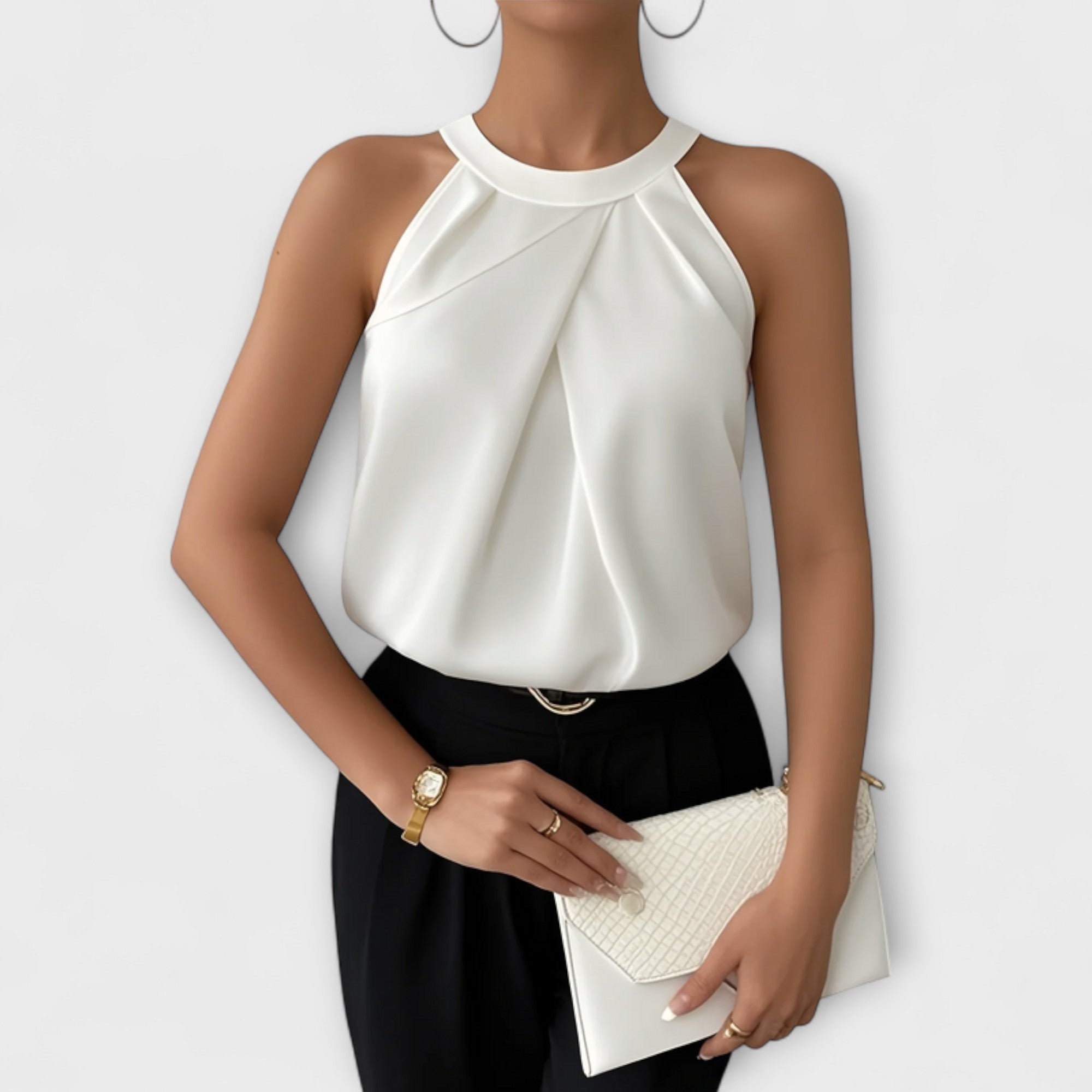 Skye - Chic Satinblus med Off-Shoulder Design