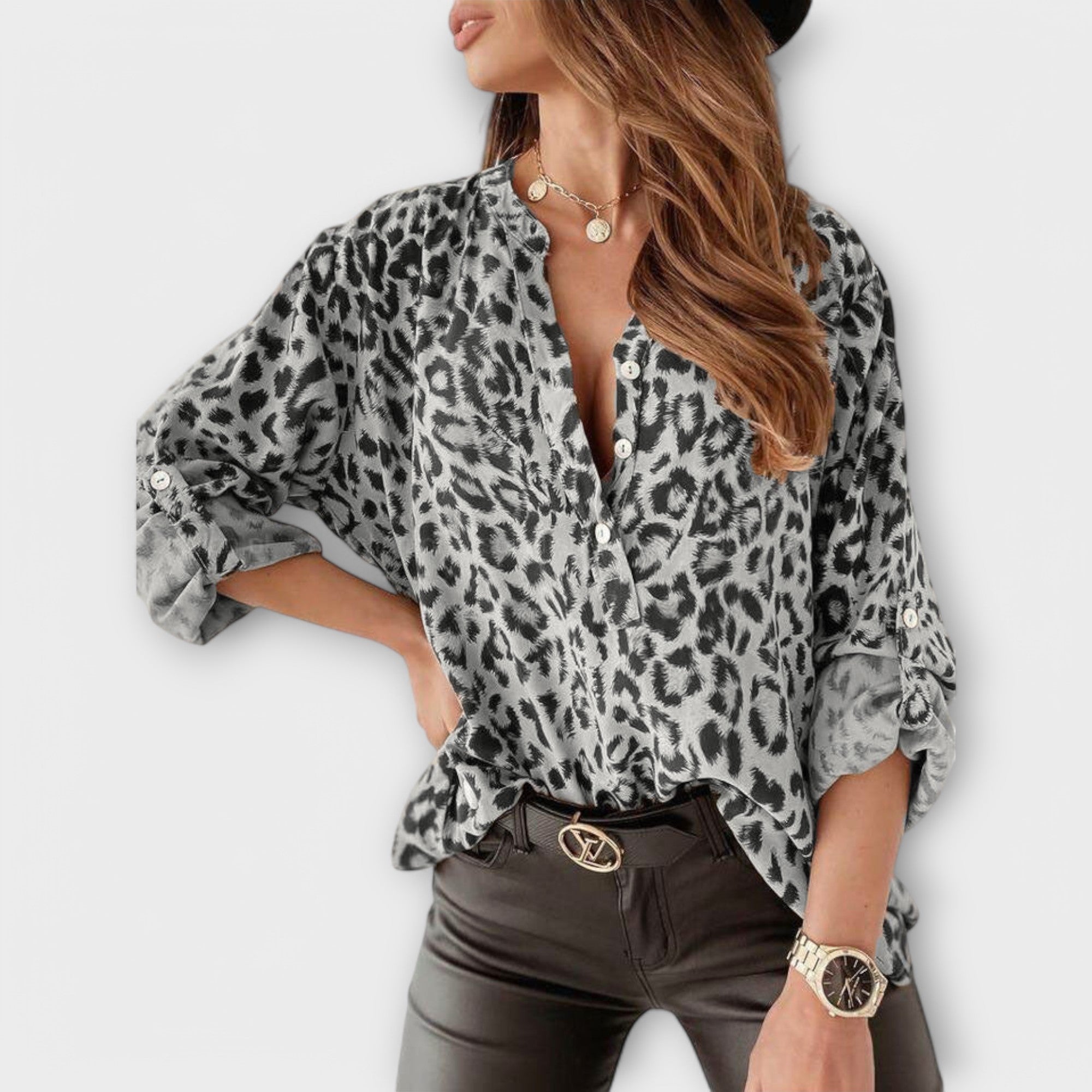 Mode Blus med Leopardtryck