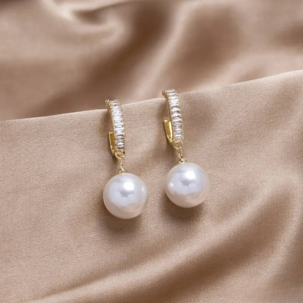 Eleganta Örhängen med Pärlor och Zirkonia