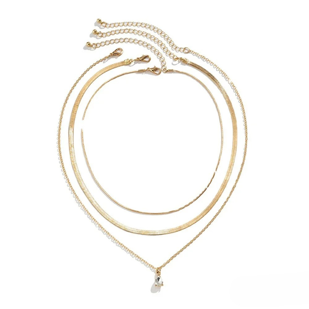 Lagerhalsband med Guld Zirkonia Hänge