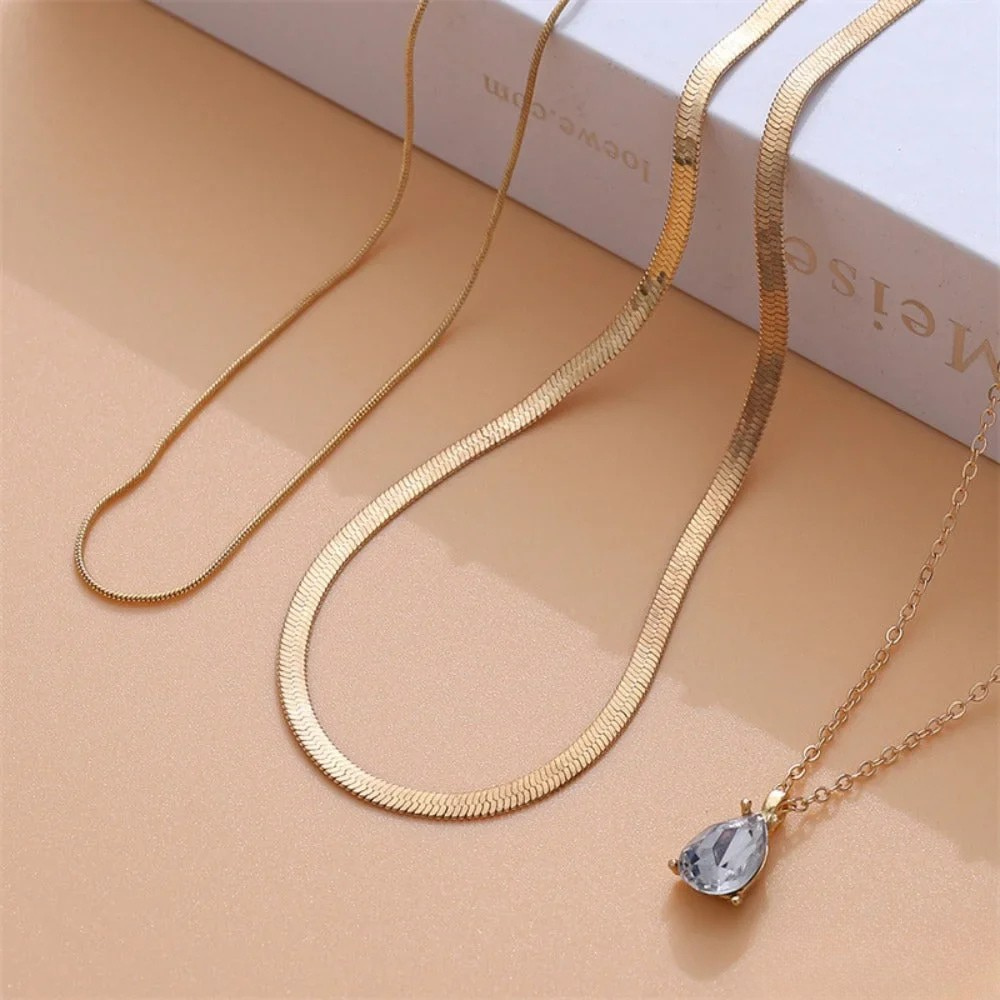 Lagerhalsband med Guld Zirkonia Hänge