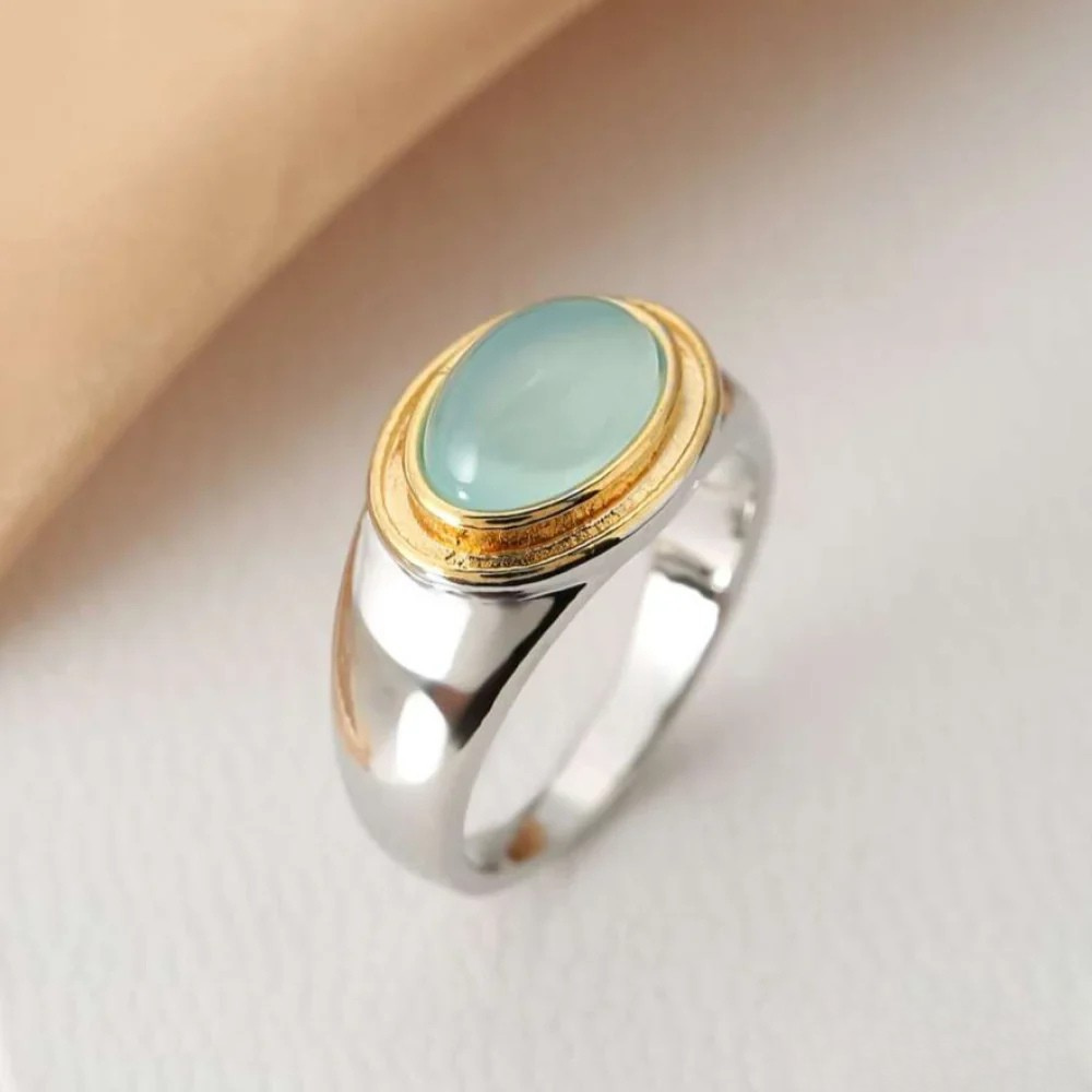 Retro Grön Månsten Ring