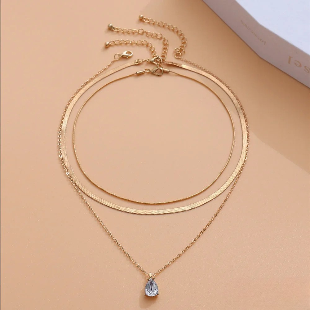 Lagerhalsband med Guld Zirkonia Hänge
