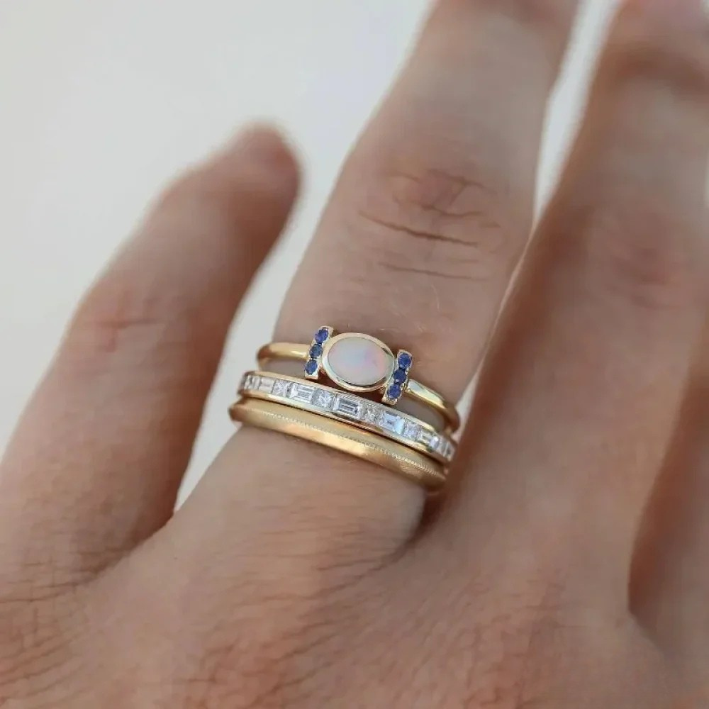 Set av Vintage Guld Opal Ringar