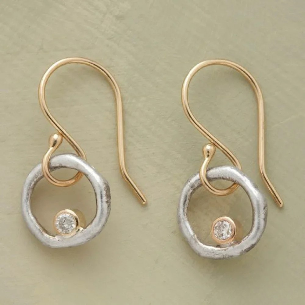 Vintage Guld och Silver Zirkonia Örhängen