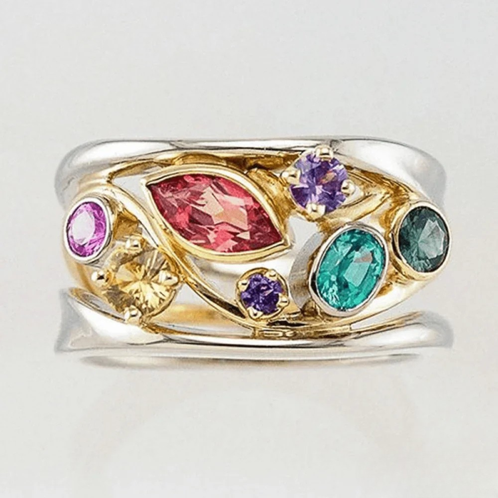 Vintage Ring med Guld- och Silverfärgad Zirkonia