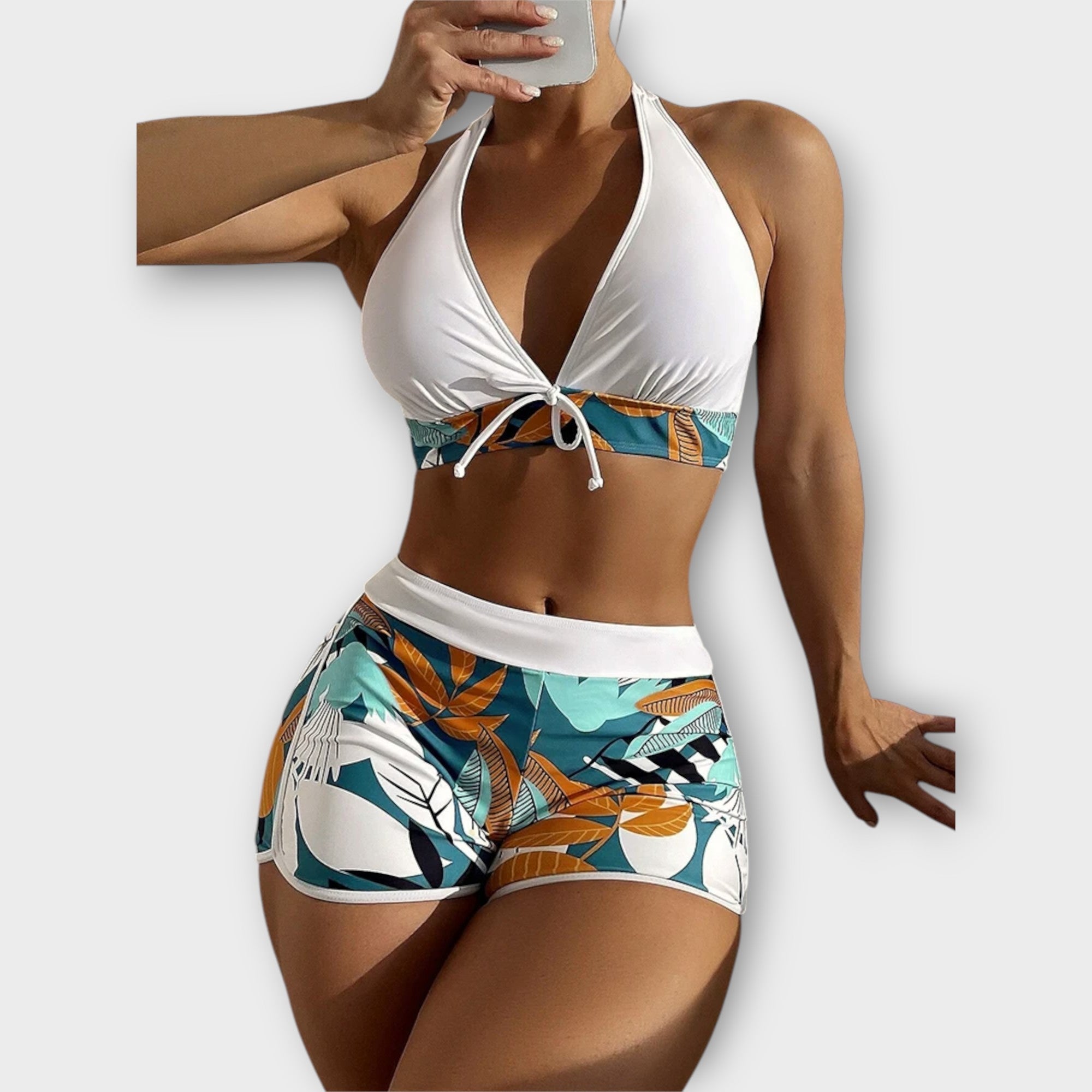 Högmidjad Halter Bikini Set