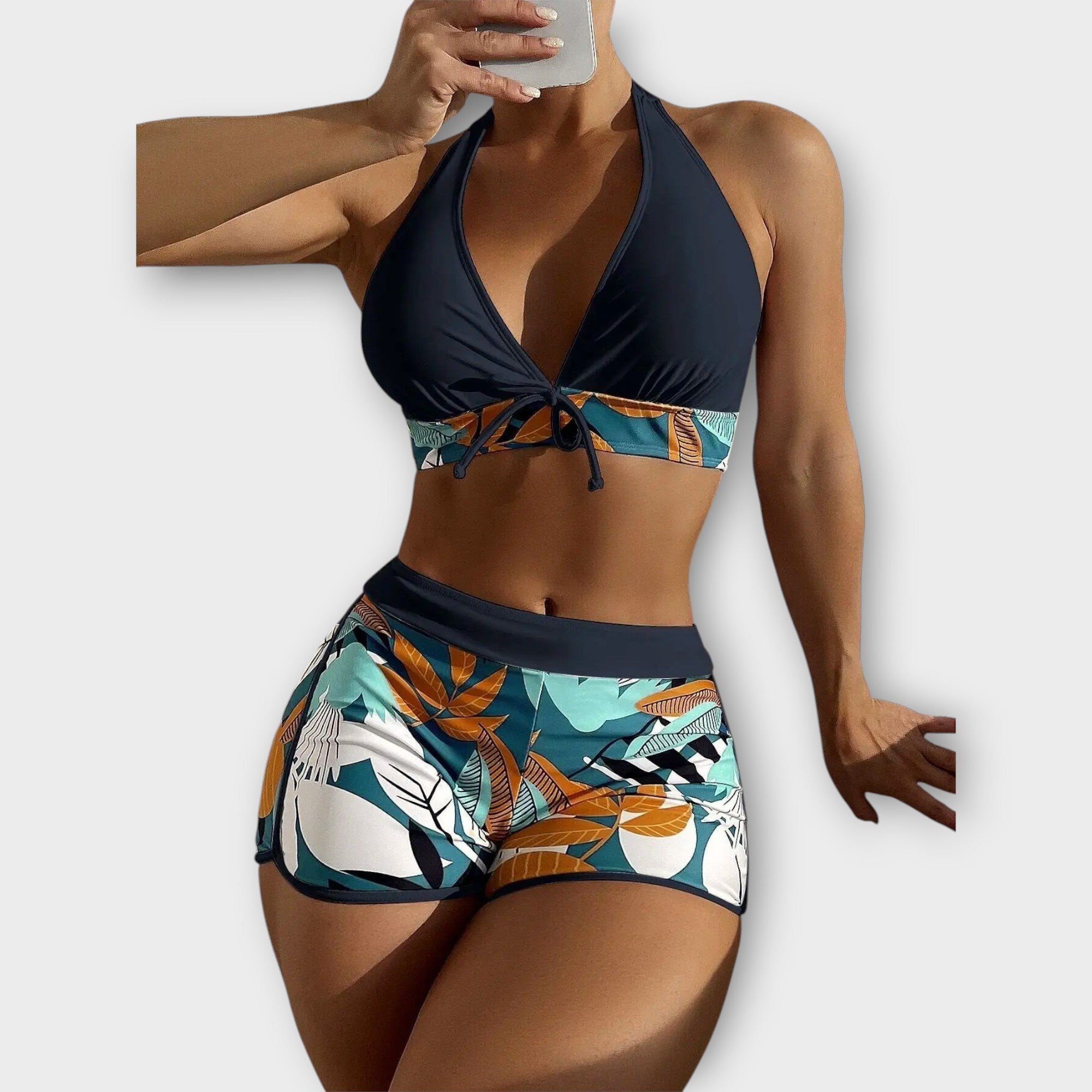Högmidjad Halter Bikini Set